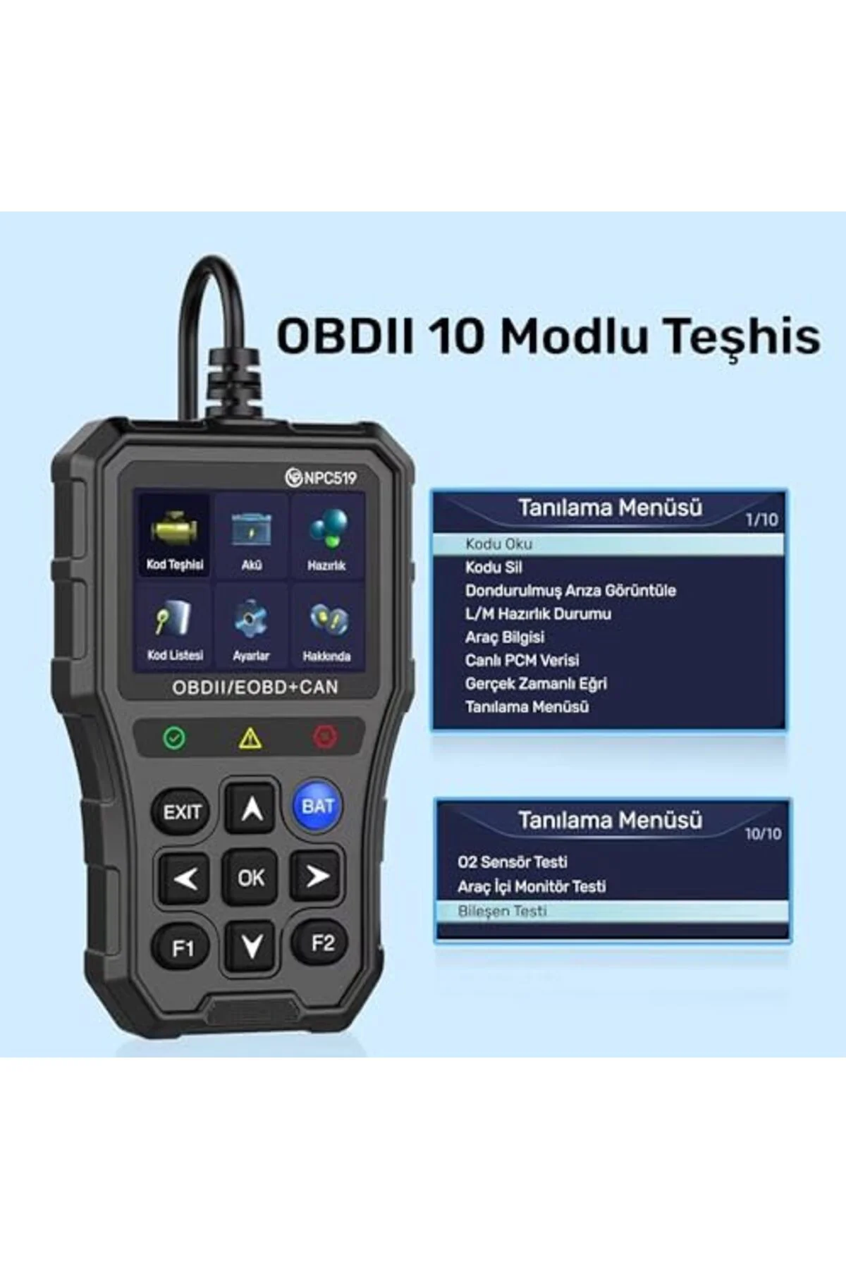 TTKTEKNOLOJİ NPO NPC Türkçe OBDII/EOBD+CAN Modlu Hata Hafızalı Ar
