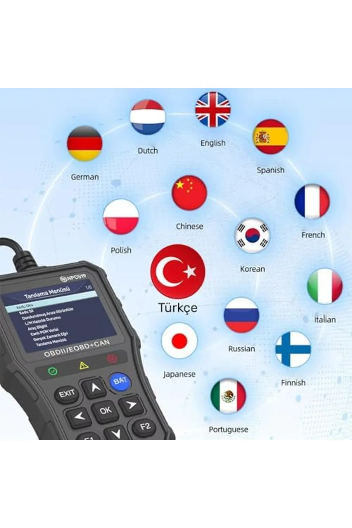 TTKTEKNOLOJİ NPO NPC Türkçe OBDII/EOBD+CAN Modlu Hata Hafızalı Ar