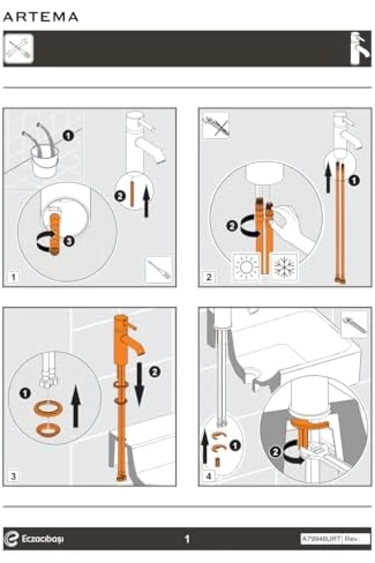 TTKTEKNOLOJİ Ora A42805 Lavabo Bataryası, Krom KRK 395519