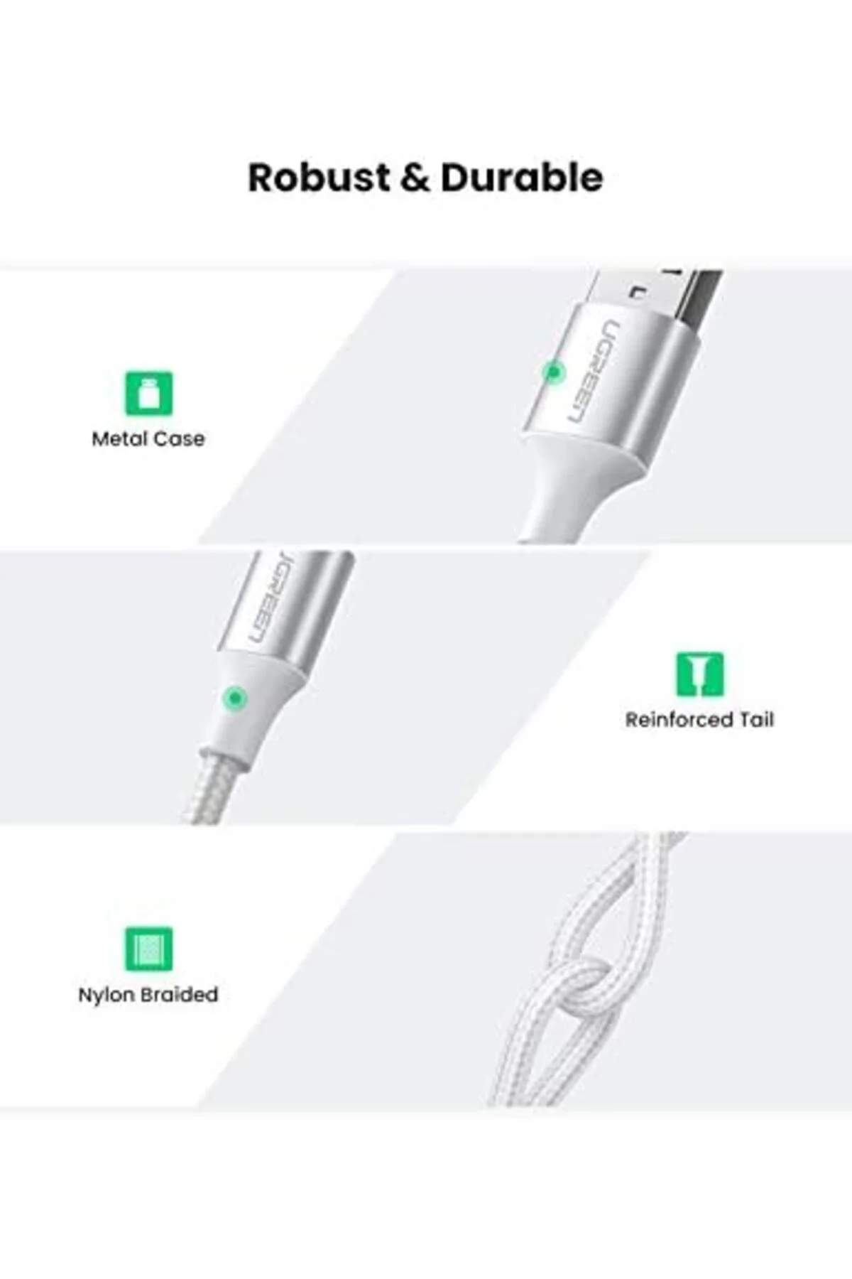 TTKTEKNOLOJİ Örgülü USB Type-C Şarj ve Data Kablosu, Beyaz, 2 Met TTKTEKNOLOJİ Örgülü USB Type-C Şarj ve Data Kablosu, Beyaz, 2 Met