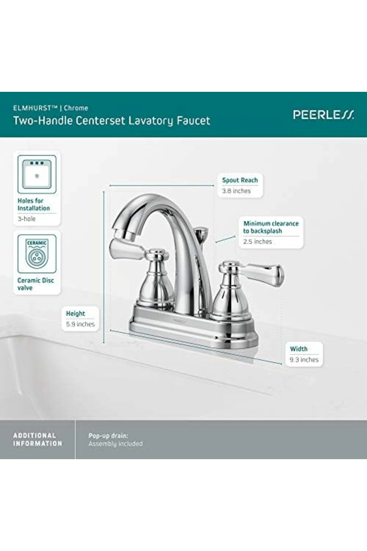TTKTEKNOLOJİ P2565LF Elmhurst İki Saplı Banyo Bataryası Orta Seti