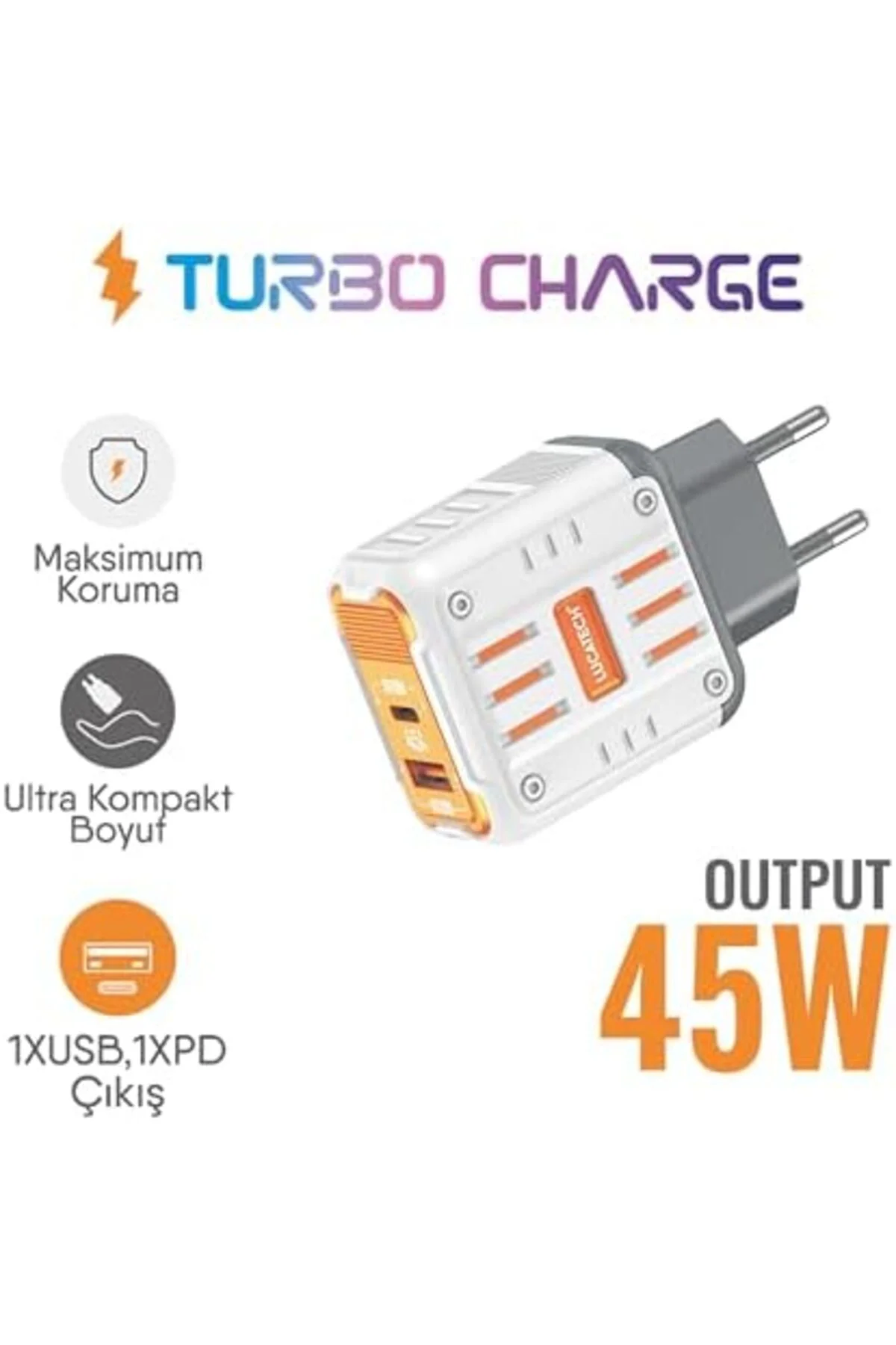 TTKTEKNOLOJİ PD + USB Girişli Turbo Hızlı Şarj Adaptörü – Super D
