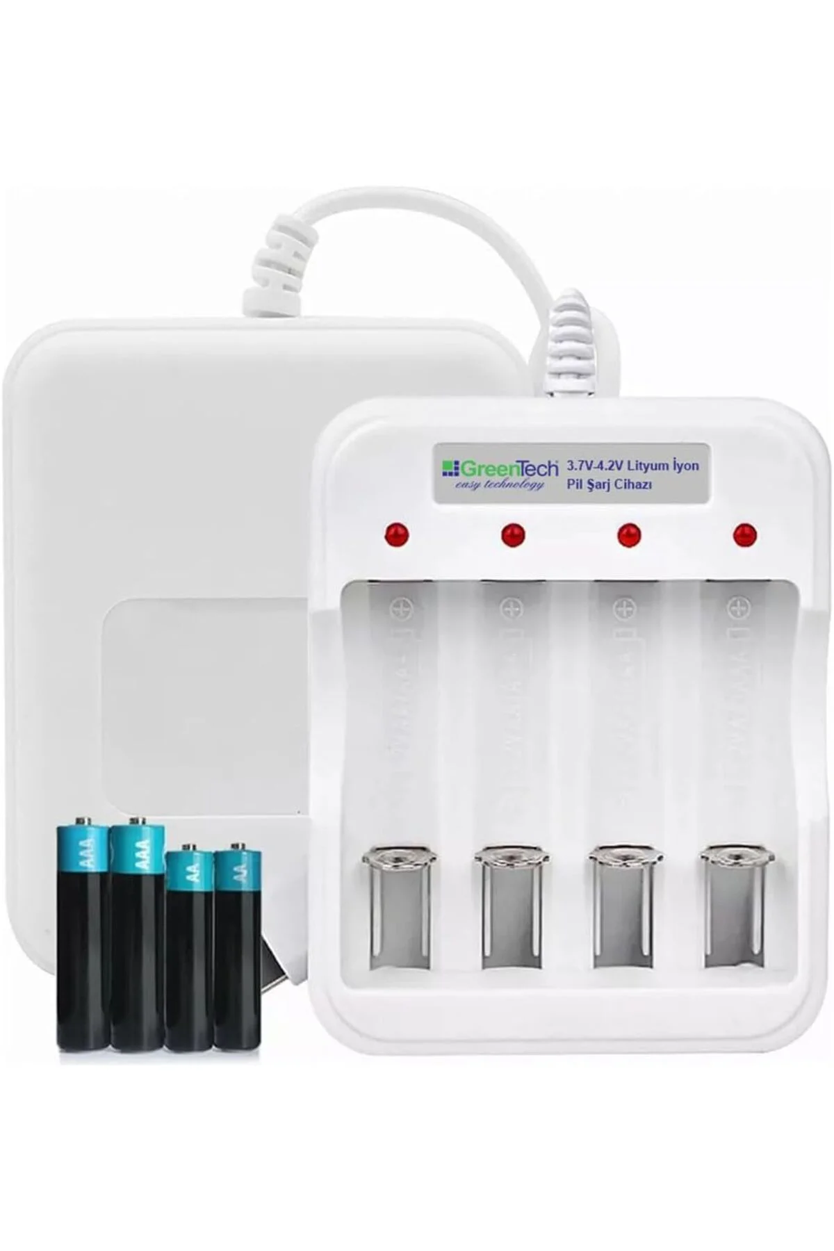 TTKTEKNOLOJİ Pil Şarj Cihazı (Dört Yuvalı) - 1.2V Ni-Mh/Ni-Cd AA/