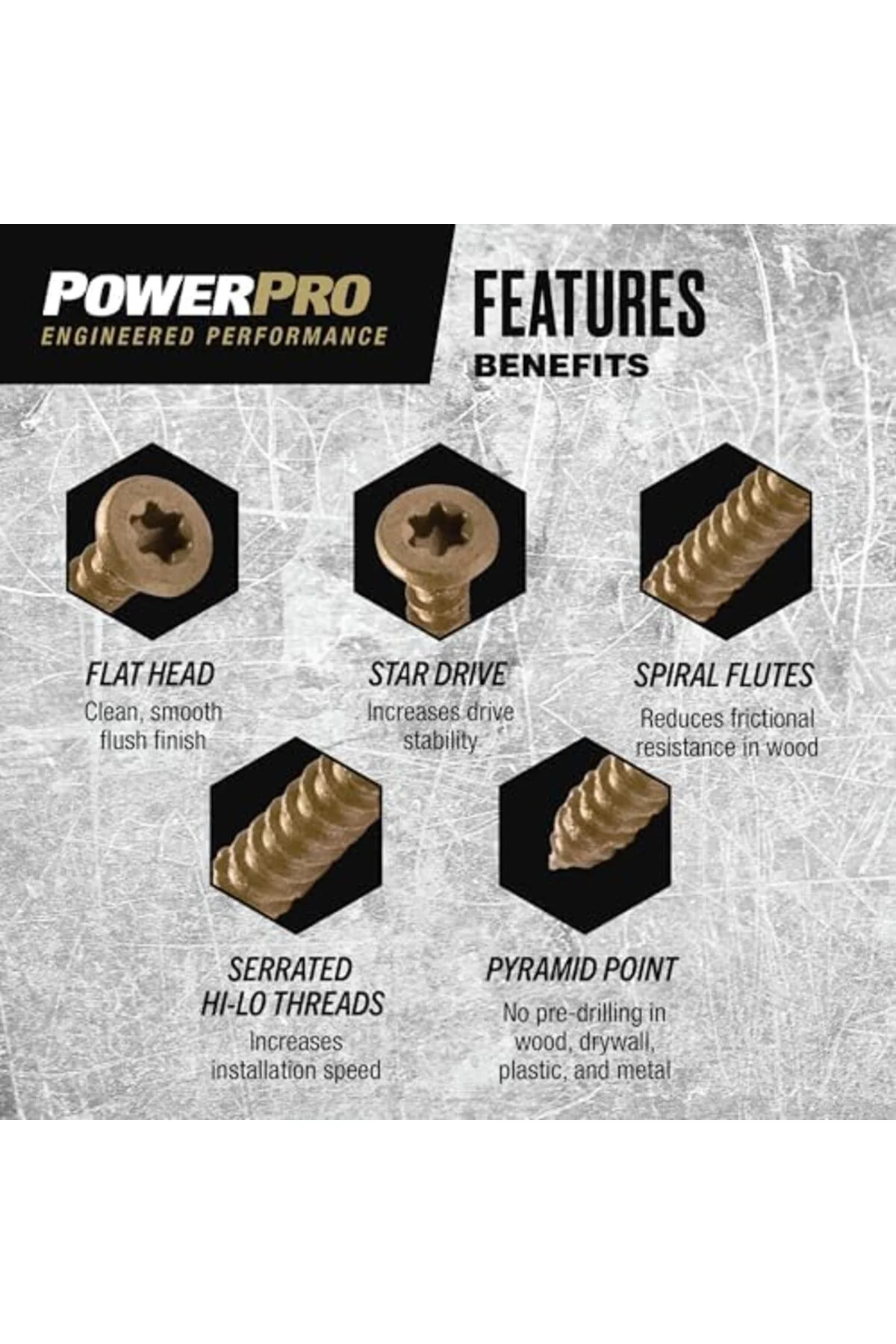 TTKTEKNOLOJİ Power Pro BİR Düz Başlı Bronz Dış Çok Malzemeli Vida