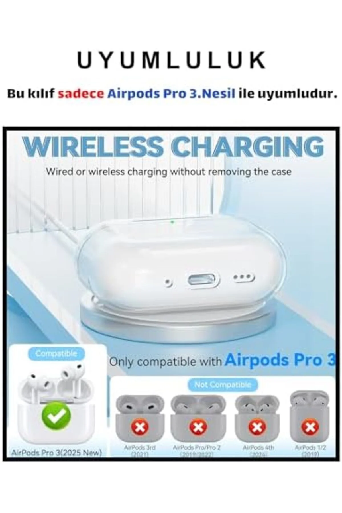 TTKTEKNOLOJİ Pro 3.Nesil Uyumlu Şeffaf Premium Kulaklık Kılıfı, K