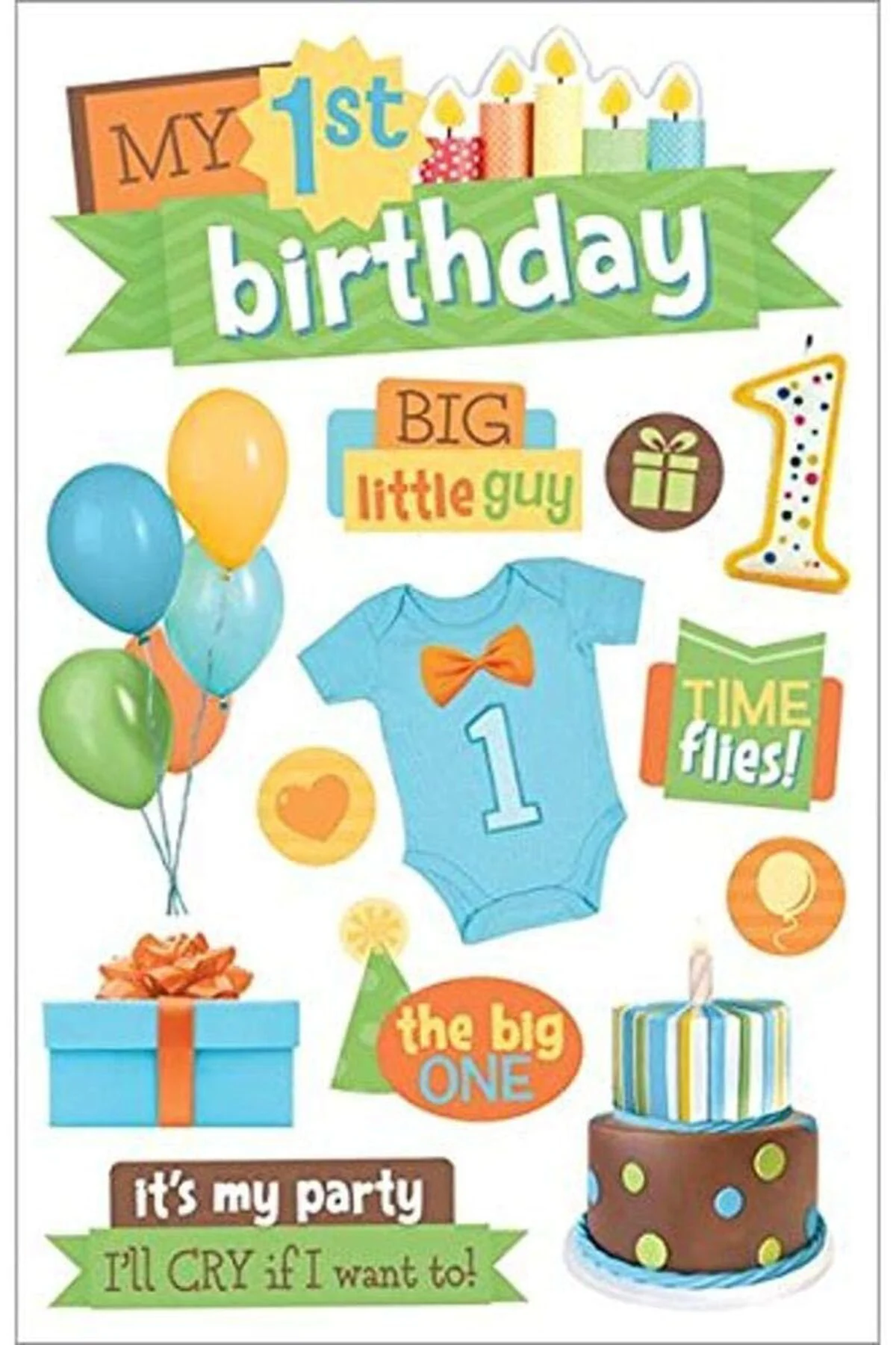 TTKTEKNOLOJİ Productions 3D Çıkartmalar 4.5"x8.5"-1st Birthdayy-B