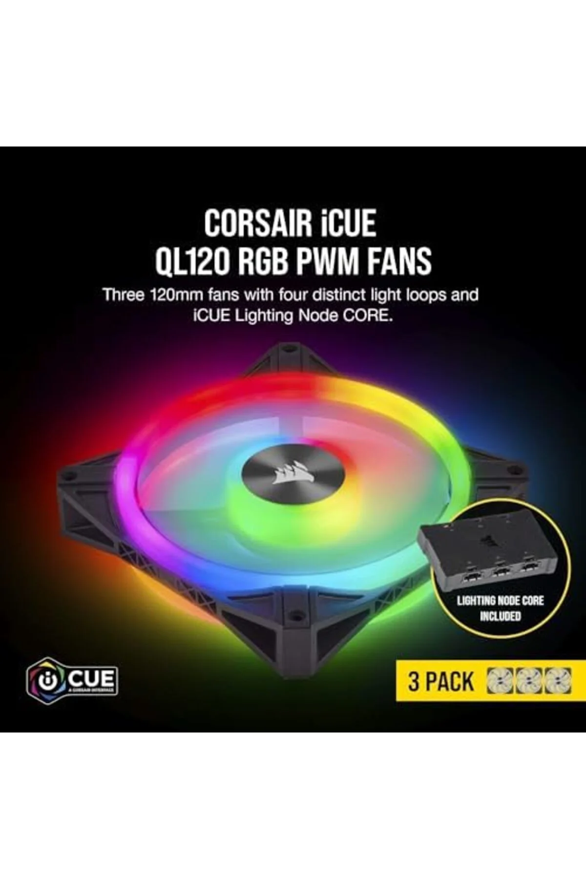 TTKTEKNOLOJİ QL Serisi, iCUE QL120 RGB, 120mm, PWM, Lighting Node
