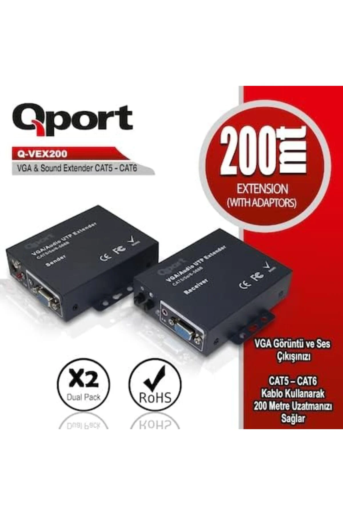 TTKTEKNOLOJİ QPORT Q-VEX200 200 METRE VGA EXTENDER 2Lİ PAKET TTKT TTKTEKNOLOJİ QPORT Q-VEX200 200 METRE VGA EXTENDER 2Lİ PAKET TTKT