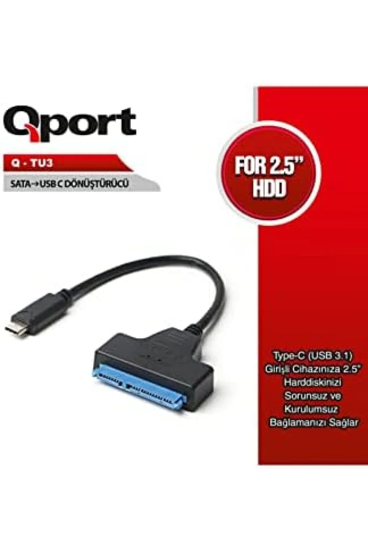 TTKTEKNOLOJİ Qport Q-TU3 Type-C to SATA Çevirici Dönüştürücü TTKT
