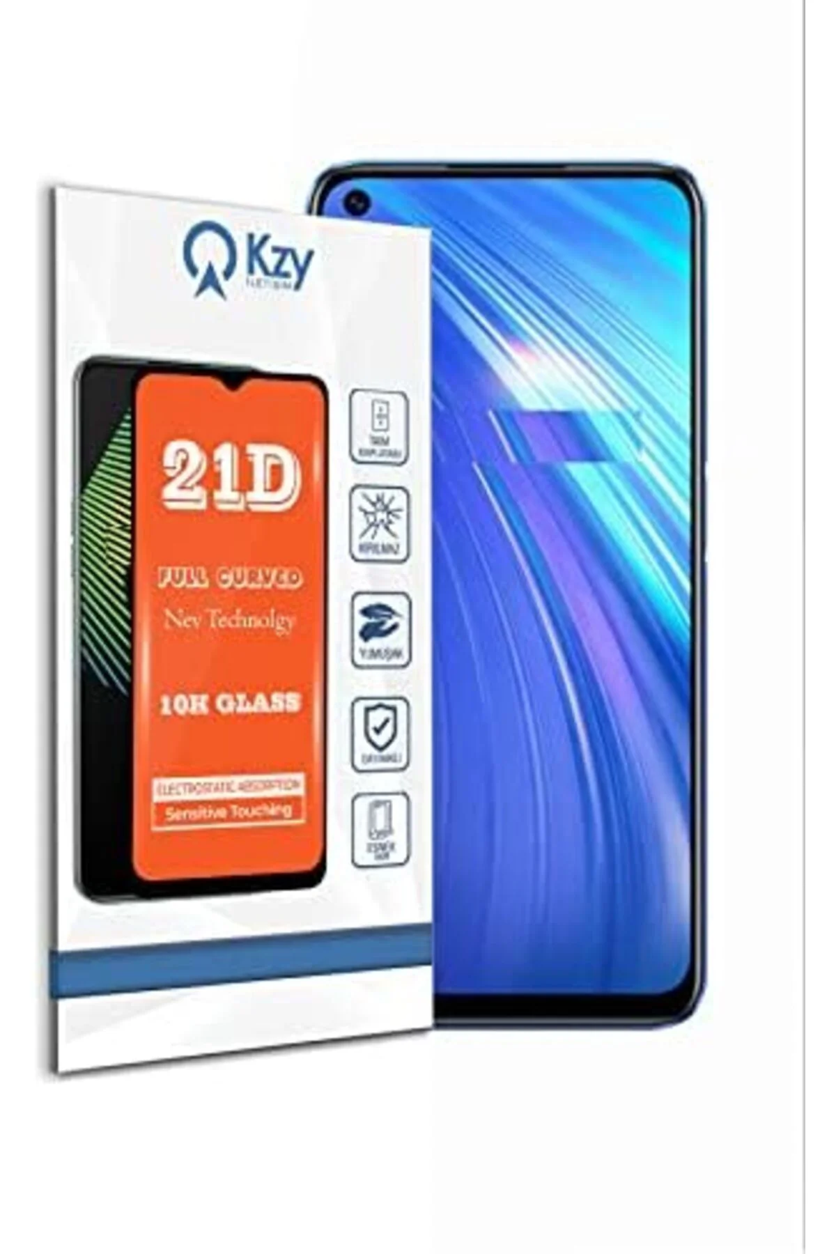 TTKTEKNOLOJİ Realme 6 ile uyumlu Tam Kaplayan 21D Temperli Ekran 