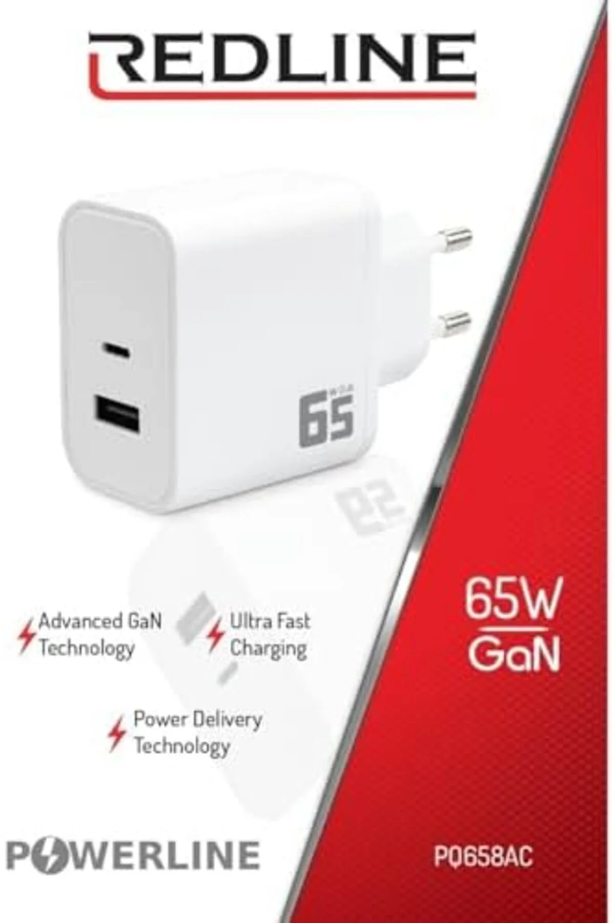 TTKTEKNOLOJİ Redline 65W GaN Type-C + USB-A Sarj Adaptörü TTKTEKN