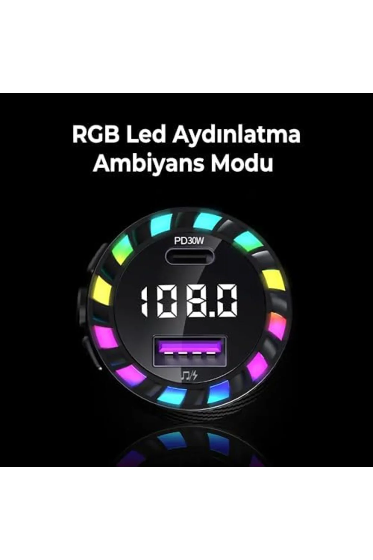 TTKTEKNOLOJİ RGB Işıklı 5.3 Bluetoothlu 30W USB Type C Hızlı Şarj