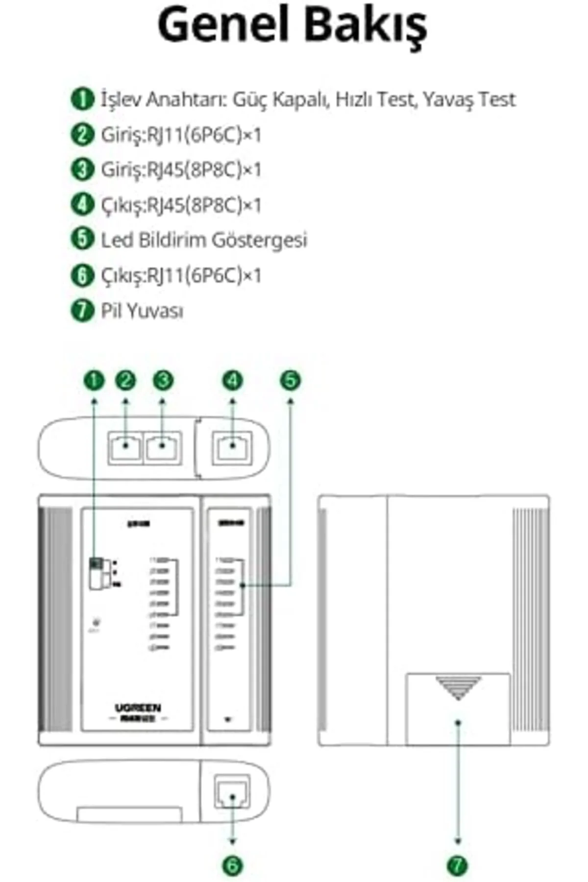 TTKTEKNOLOJİ RJ11 Uyumlu CAT6/CAT7 Network Ethernet Test Cihazı K TTKTEKNOLOJİ RJ11 Uyumlu CAT6/CAT7 Network Ethernet Test Cihazı K