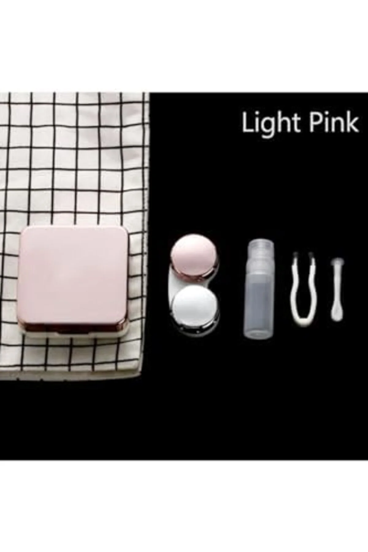 TTKTEKNOLOJİ Rose Aynalı Seyahat Lens Kutusu - Solüsyon Kabı, Cım