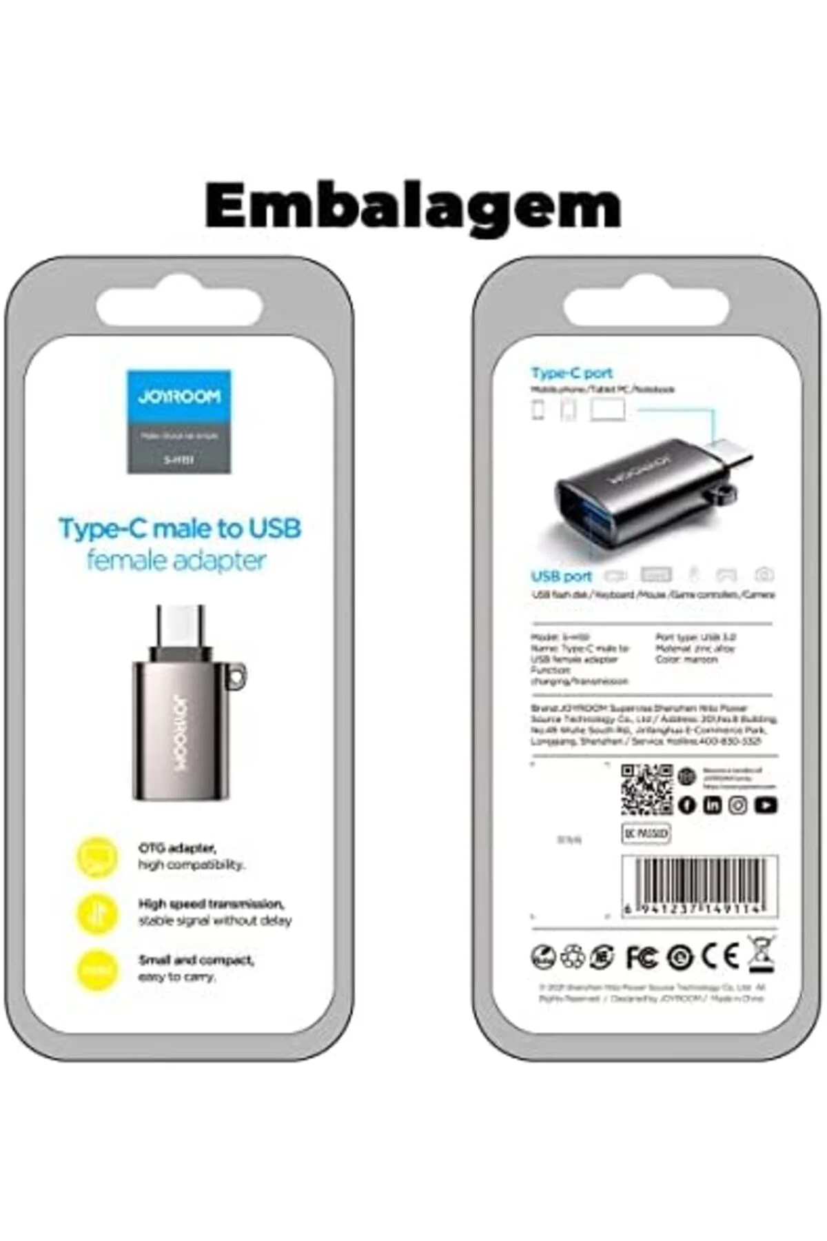 TTKTEKNOLOJİ S-H151 Type-C Male USB Female Preto Adapter TTKTEKNO
