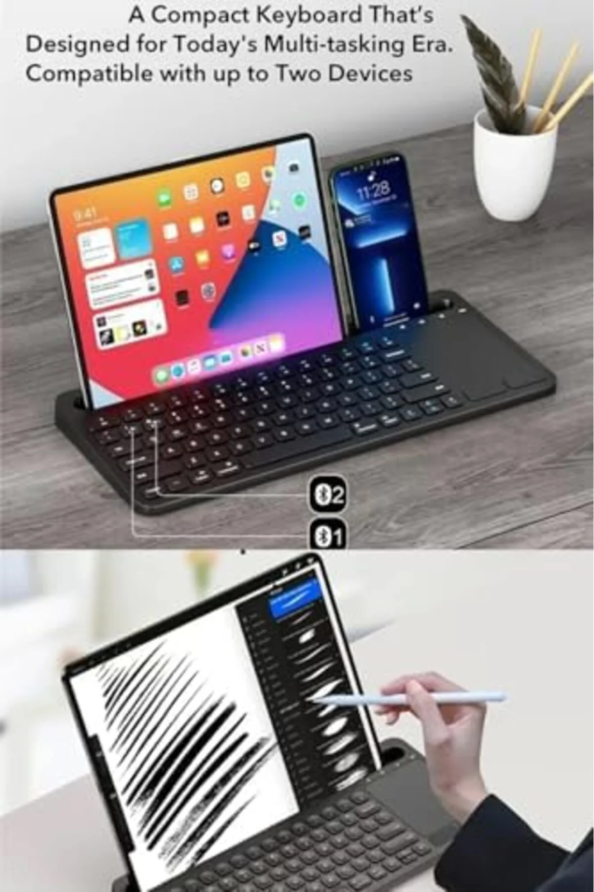 TTKTEKNOLOJİ Şarjlı Bluetooth TouchPad Klavye Dual Bağlantı Galax