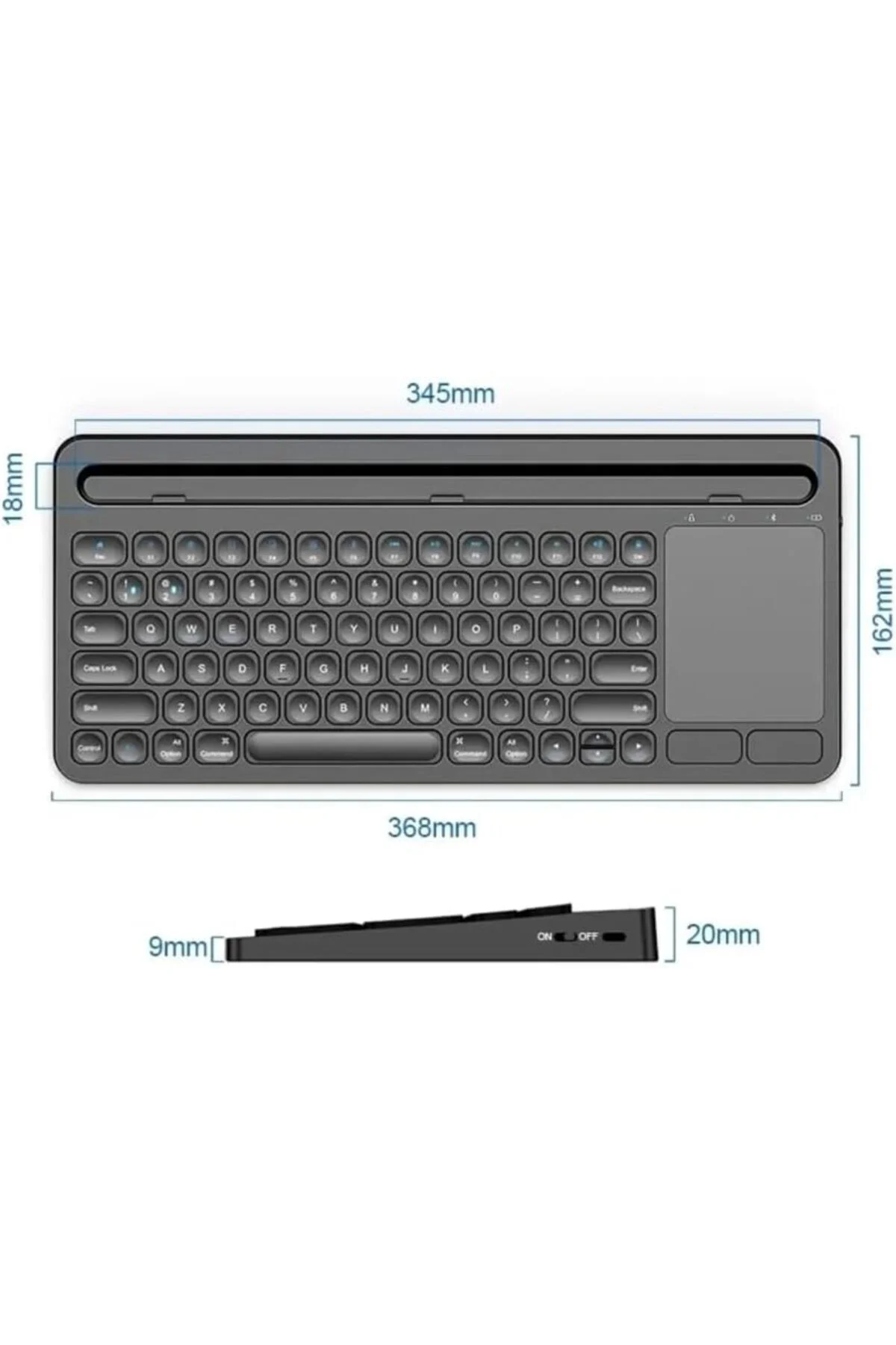 TTKTEKNOLOJİ Şarjlı Bluetooth TouchPad Klavye Dual Bağlantı Galax