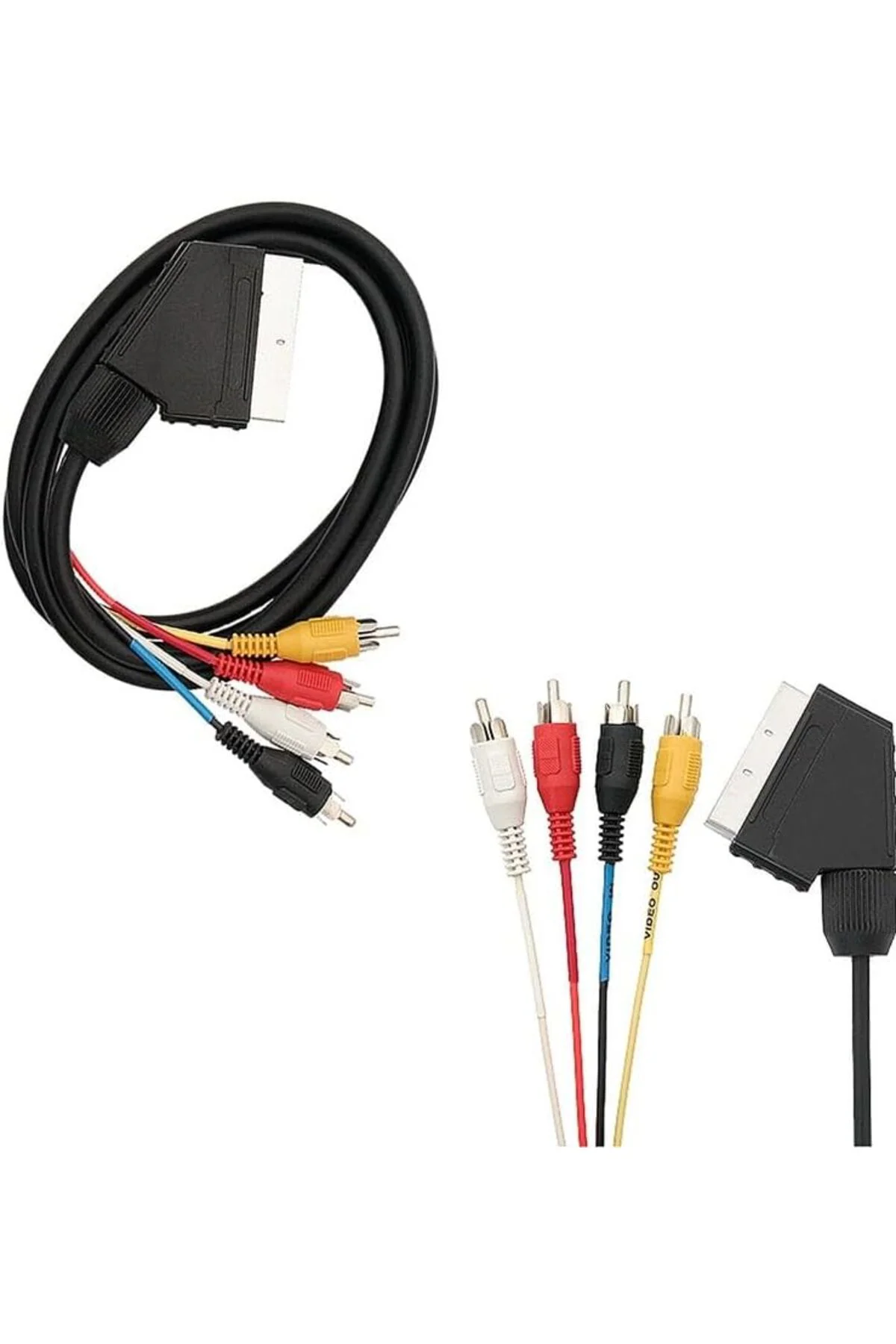 TTKTEKNOLOJİ Scart 4 RCA Kablo, 1.2 Metre, 8 mm, Siyah TTKTEKNOLO