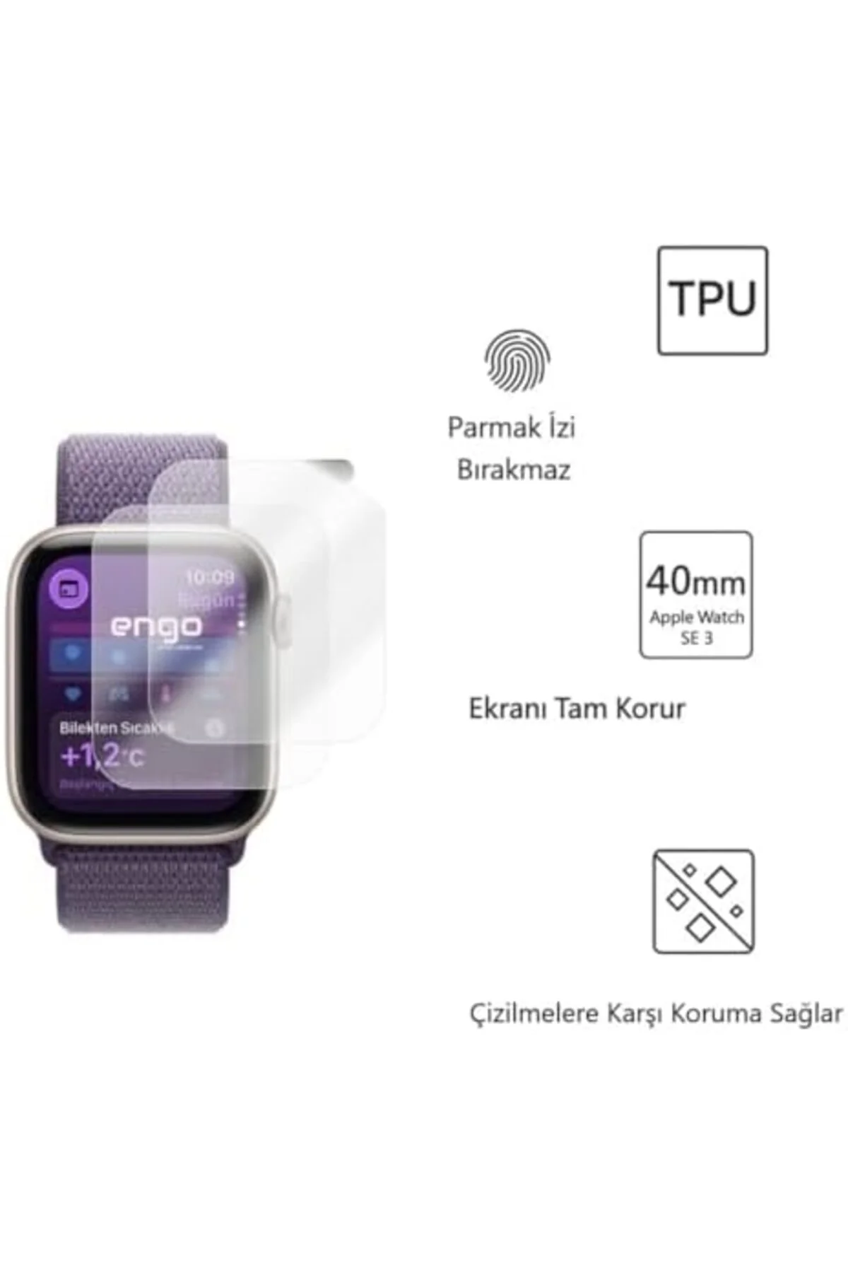 TTKTEKNOLOJİ SE 3 40mm TPU Ekran Koruyucu 2’li Şeffaf Film TTKTEK