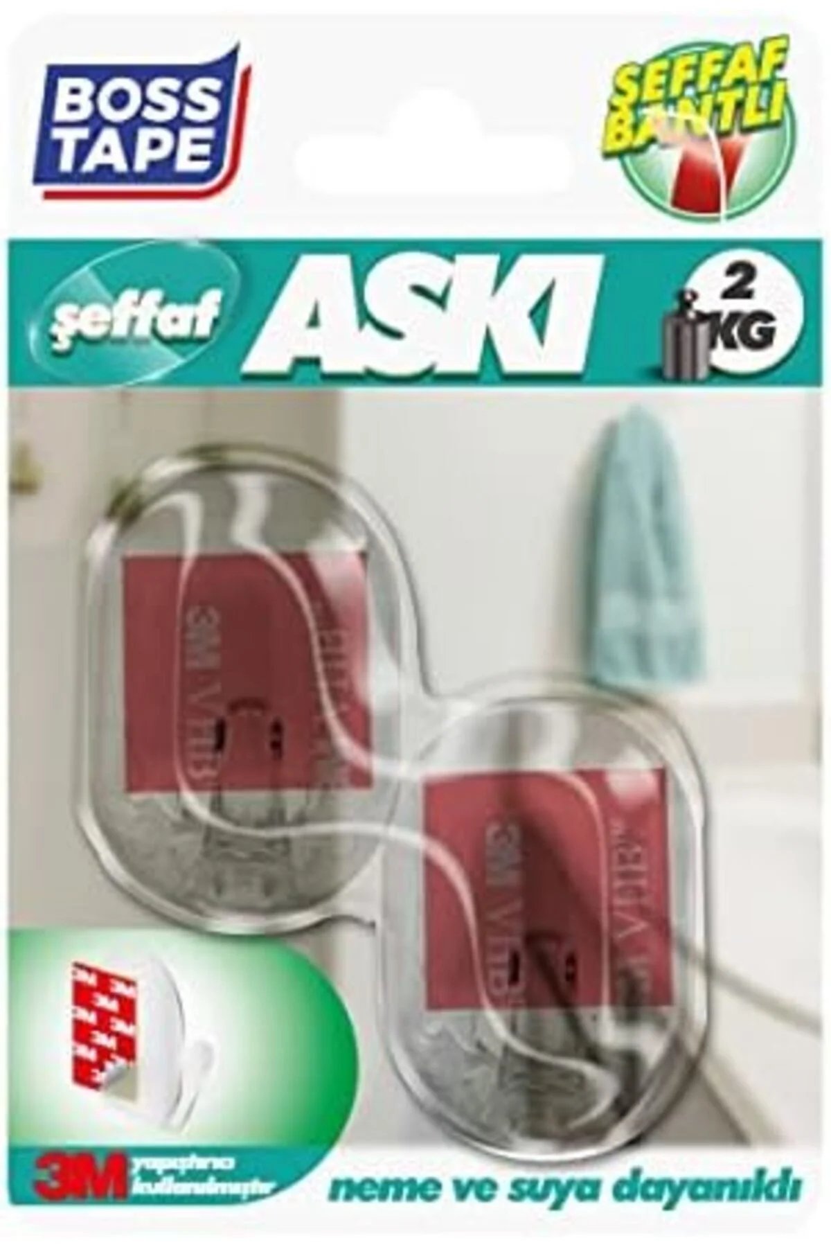 TTKTEKNOLOJİ Seffaf Plastik Yapiskanli Çift Küçük Aski, 3 Metre B