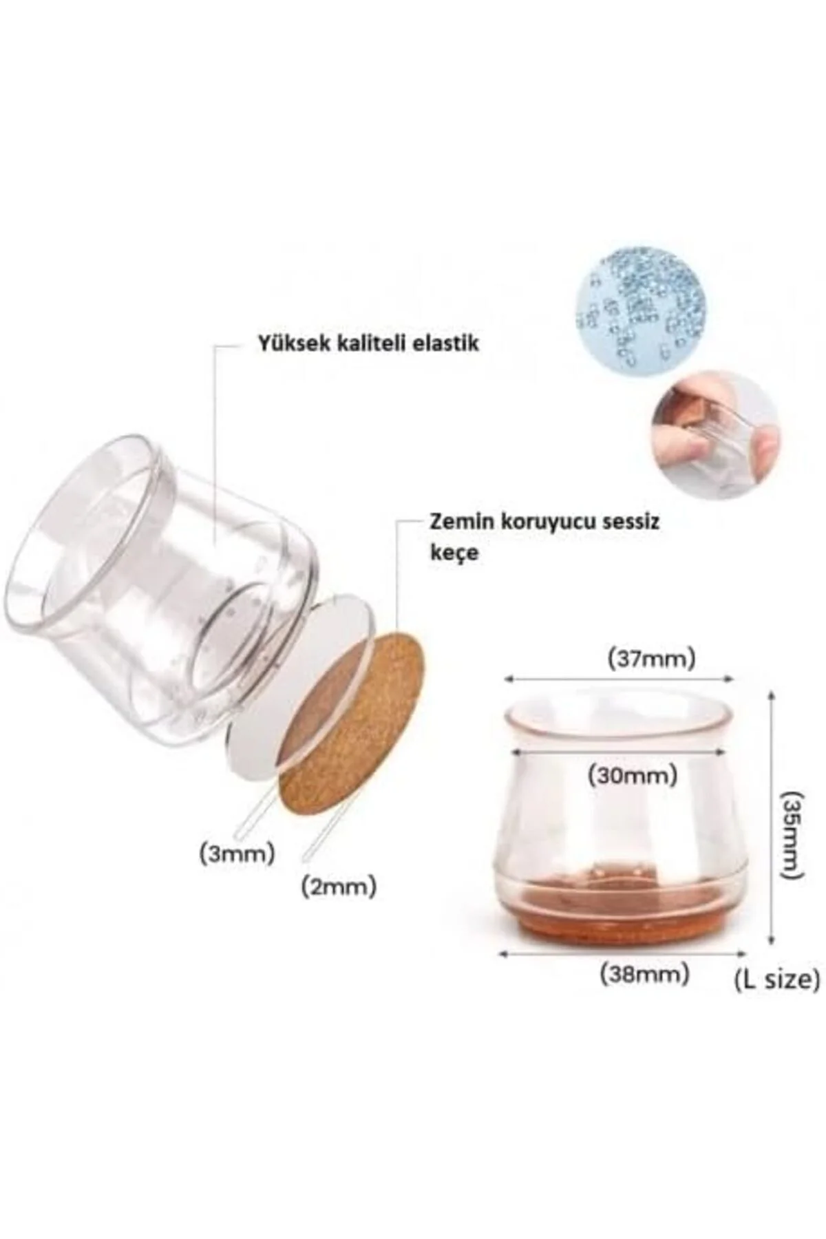 TTKTEKNOLOJİ Şeffaf Silikon Ayak Koruyucu 4’lü Set, Keçeli Kaydır