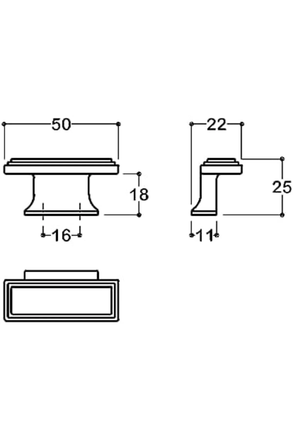 TTKTEKNOLOJİ siyah renkli 16 mm Klasik Kulp KRK 395519