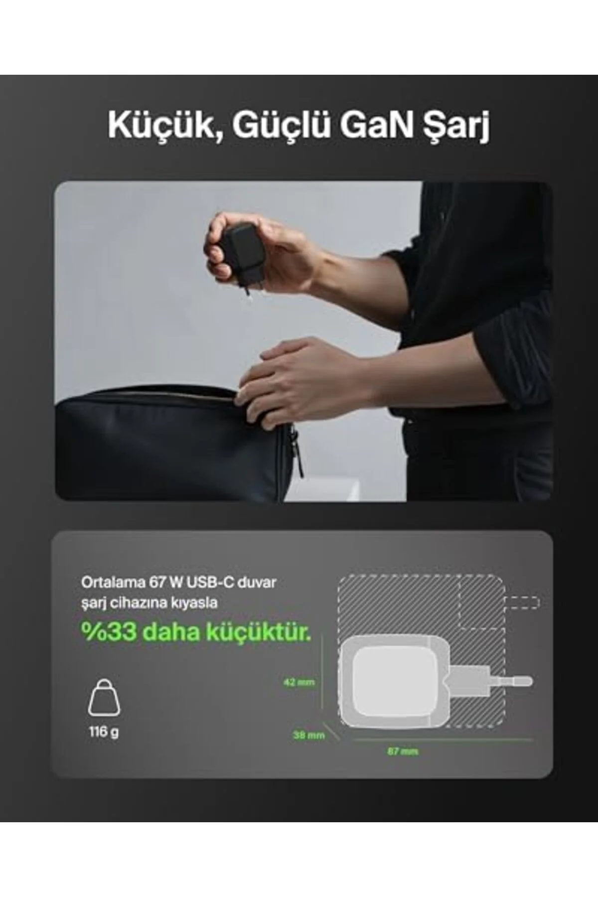 TTKTEKNOLOJİ SmartProtect 2 Portlu USB-C Şarj Cihazı 67 W, 2 USB-