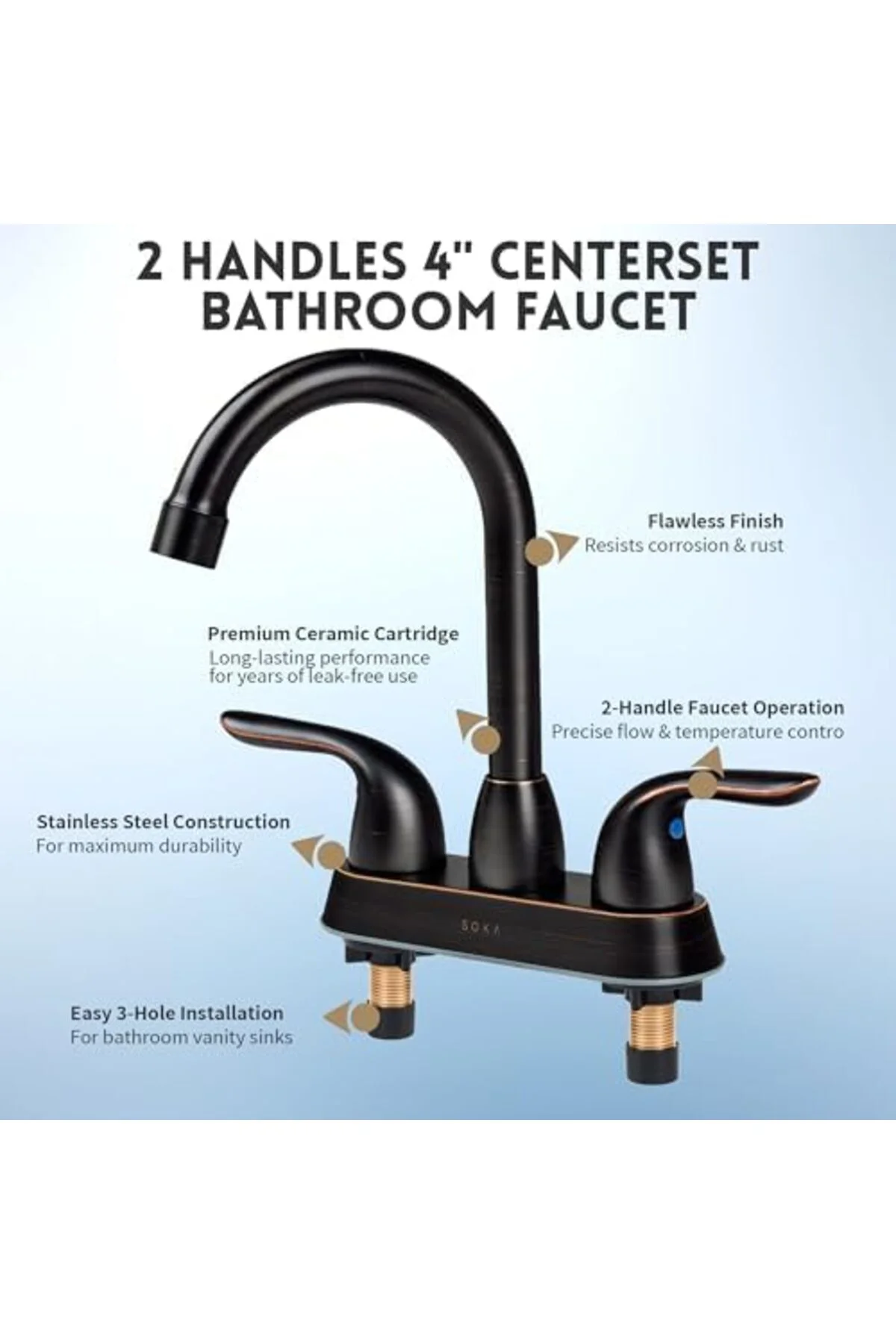 TTKTEKNOLOJİ SOKA Banyo Lavabo Bataryası, Düz Başlı, Fırçalanmış 