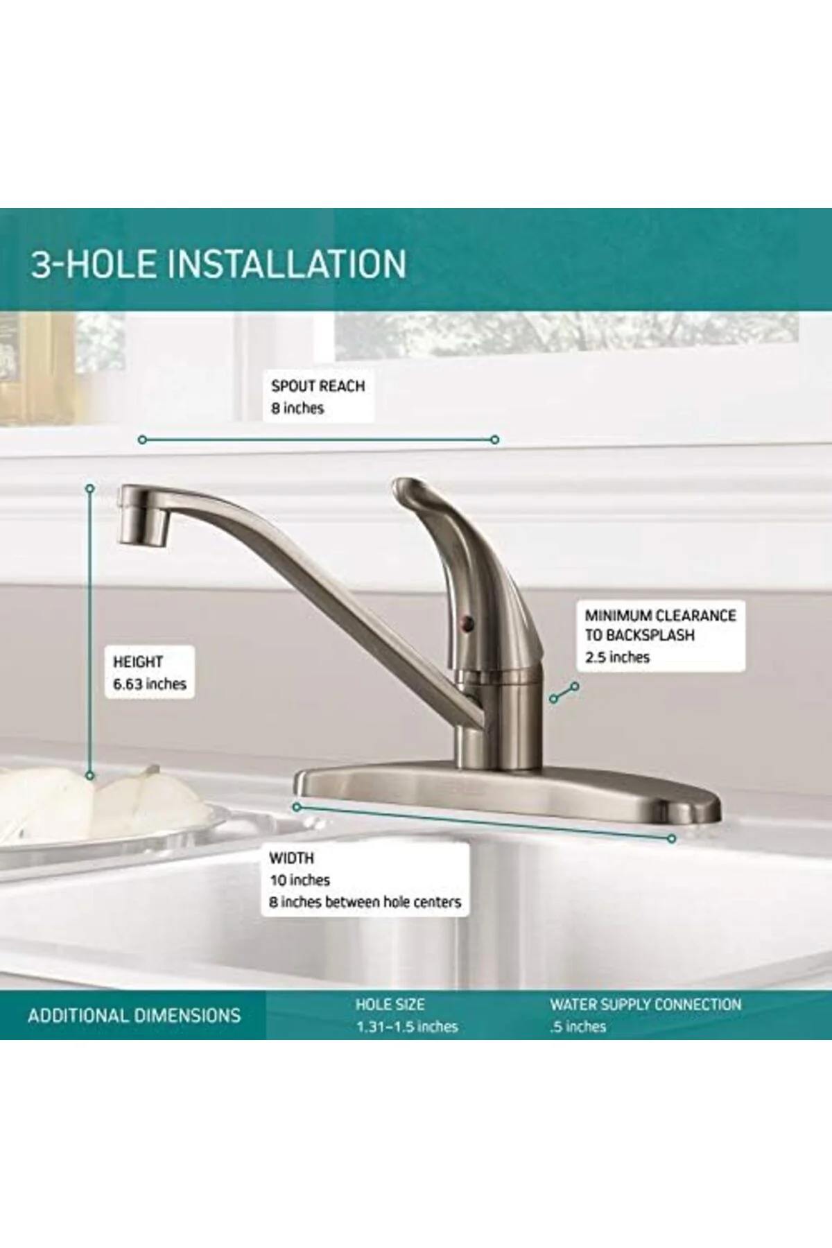 TTKTEKNOLOJİ Tek Saplı Mutfak Lavabo Bataryası, Paslanmaz P110LF-