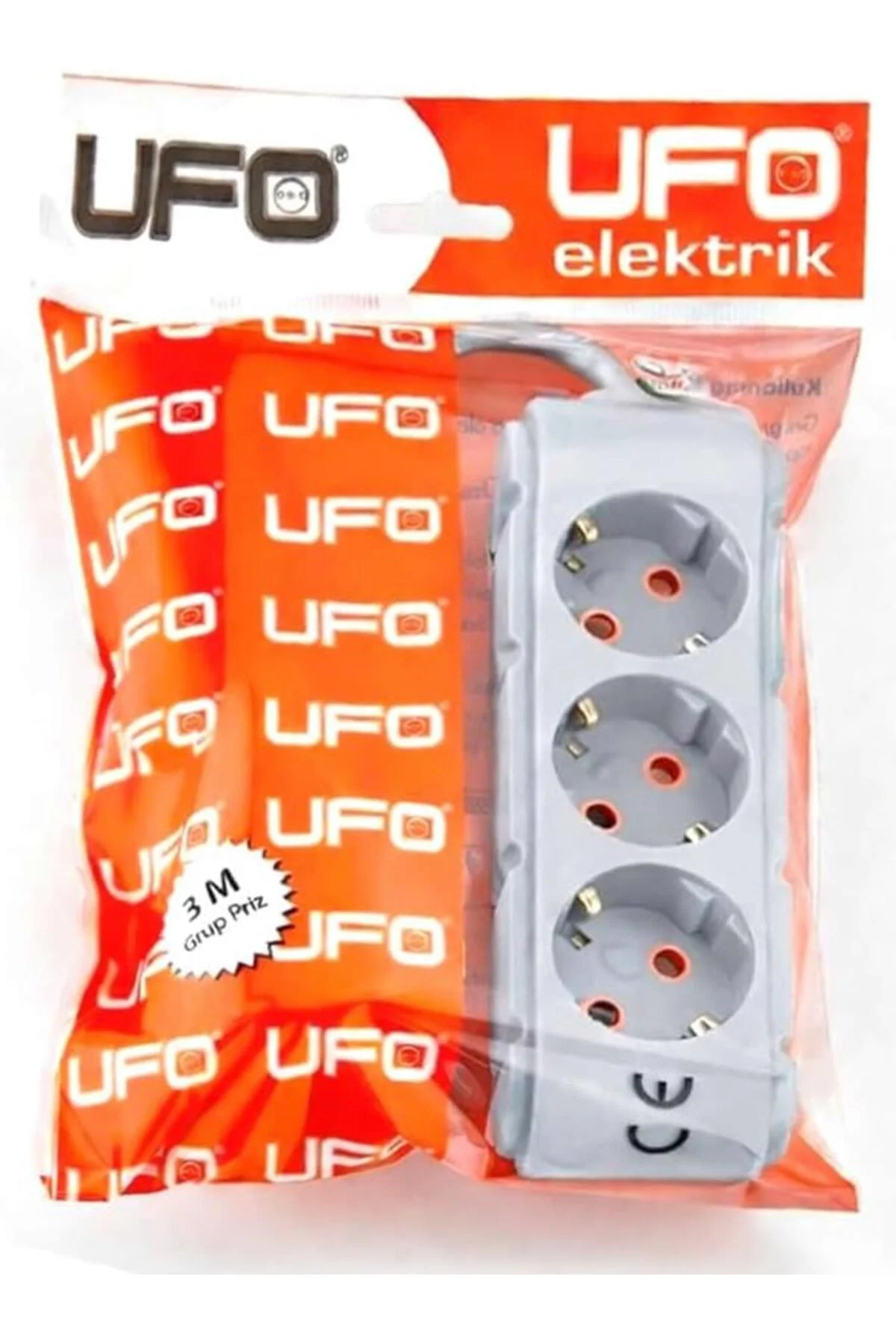 TTKTEKNOLOJİ UFO 3lü 3 metre Kablolu Topraklı Grup Priz, 16A 250V