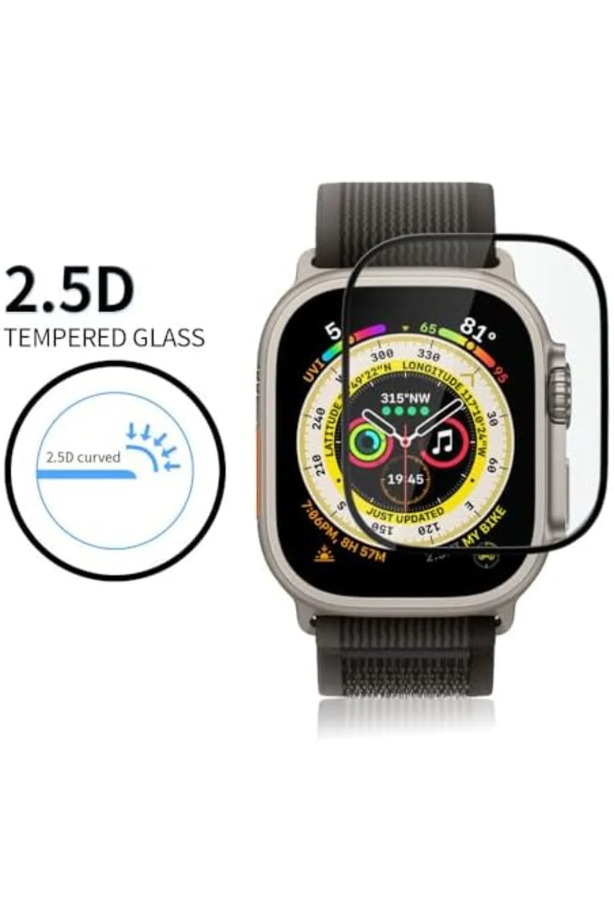 TTKTEKNOLOJİ Ultra ile Uyumlu 49mm için Kırılmaz Ekran Koruyucu Darbelere ve Çizilmelere Karşı Dayan