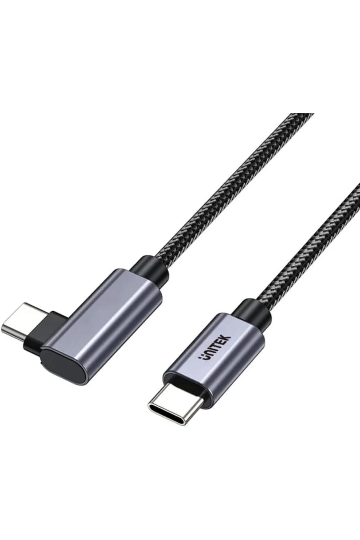 TTKTEKNOLOJİ Unitek Type-C 100W Hızlı Şarj Kablosu 90° Açılı Siya