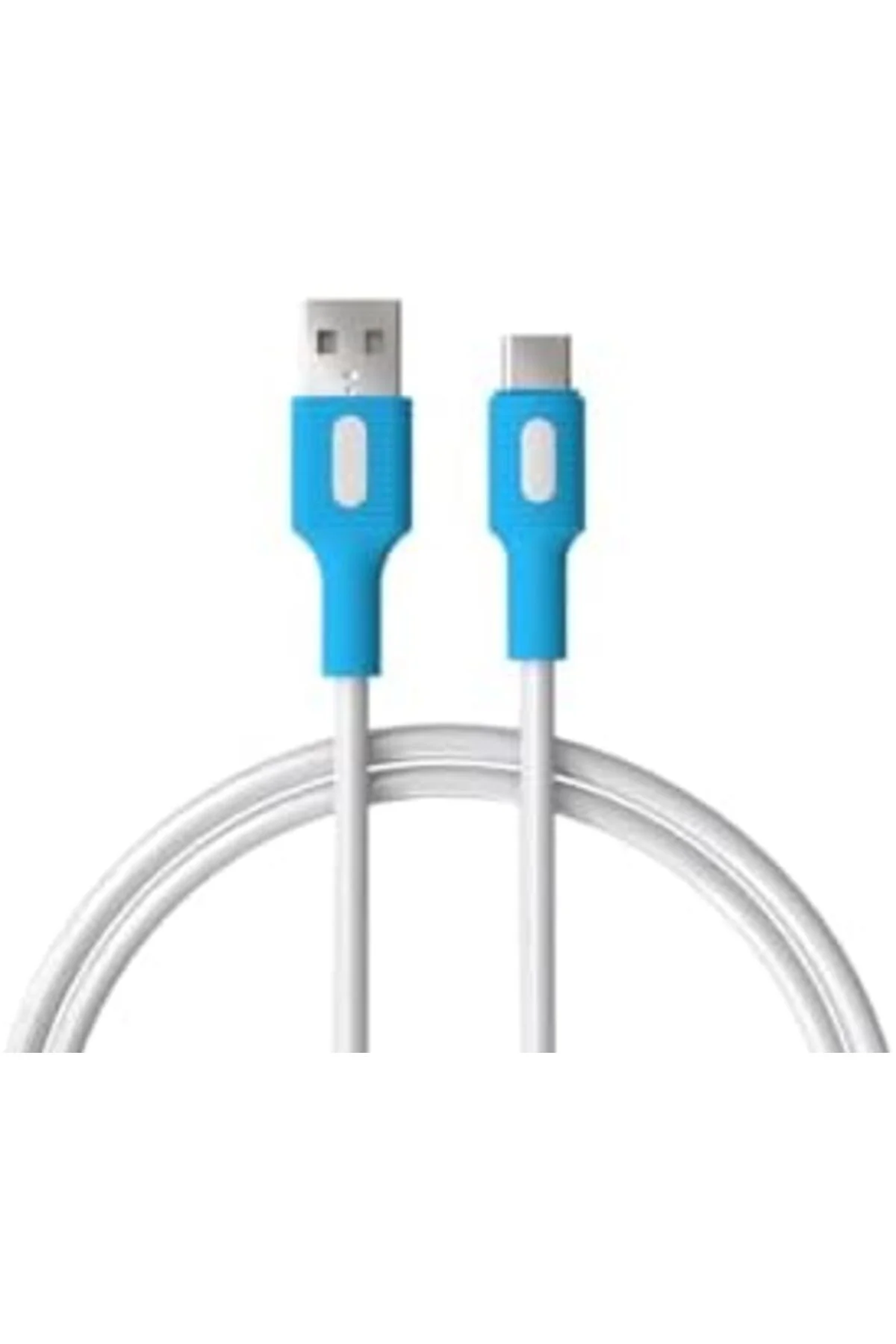 TTKTEKNOLOJİ USB A-C Hızlı Şarj Kablosu (Beyaz + Beyaz/Mavi Uç) (