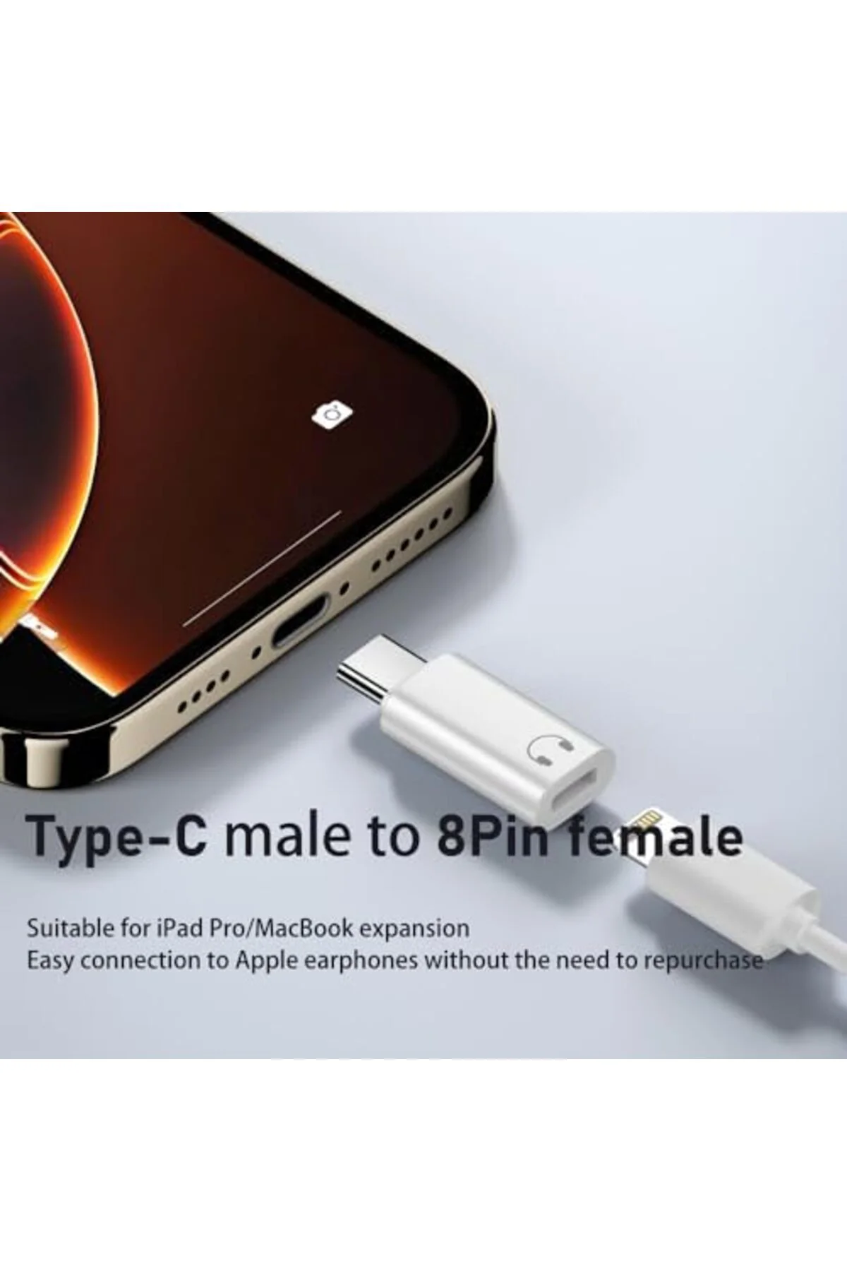 TTKTEKNOLOJİ USB-C - 8Pin (Lightning) Kulaklık Adaptörü | Hi-Fi S