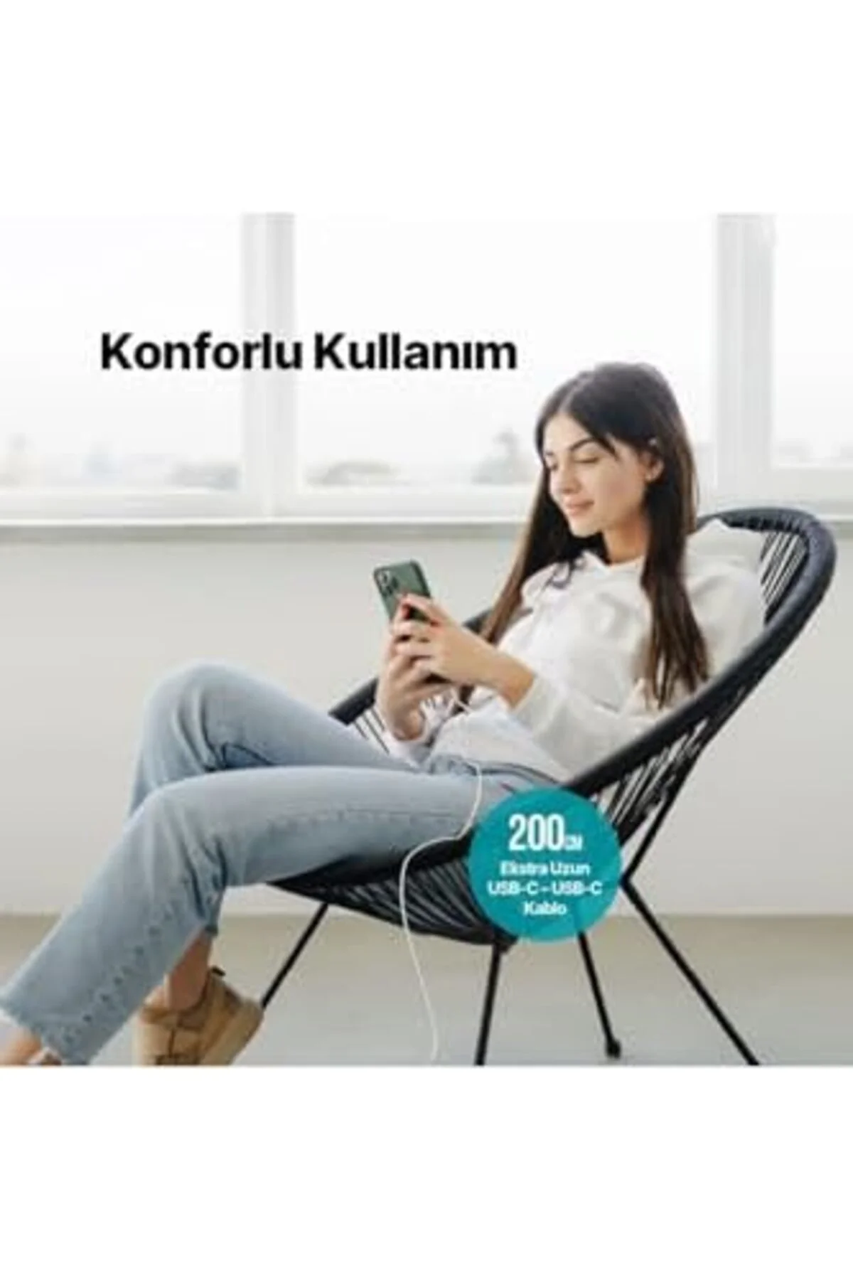 TTKTEKNOLOJİ USB-C - USB-C 300cm 60W PD/QC Hızlı Şarj/Data Kablos