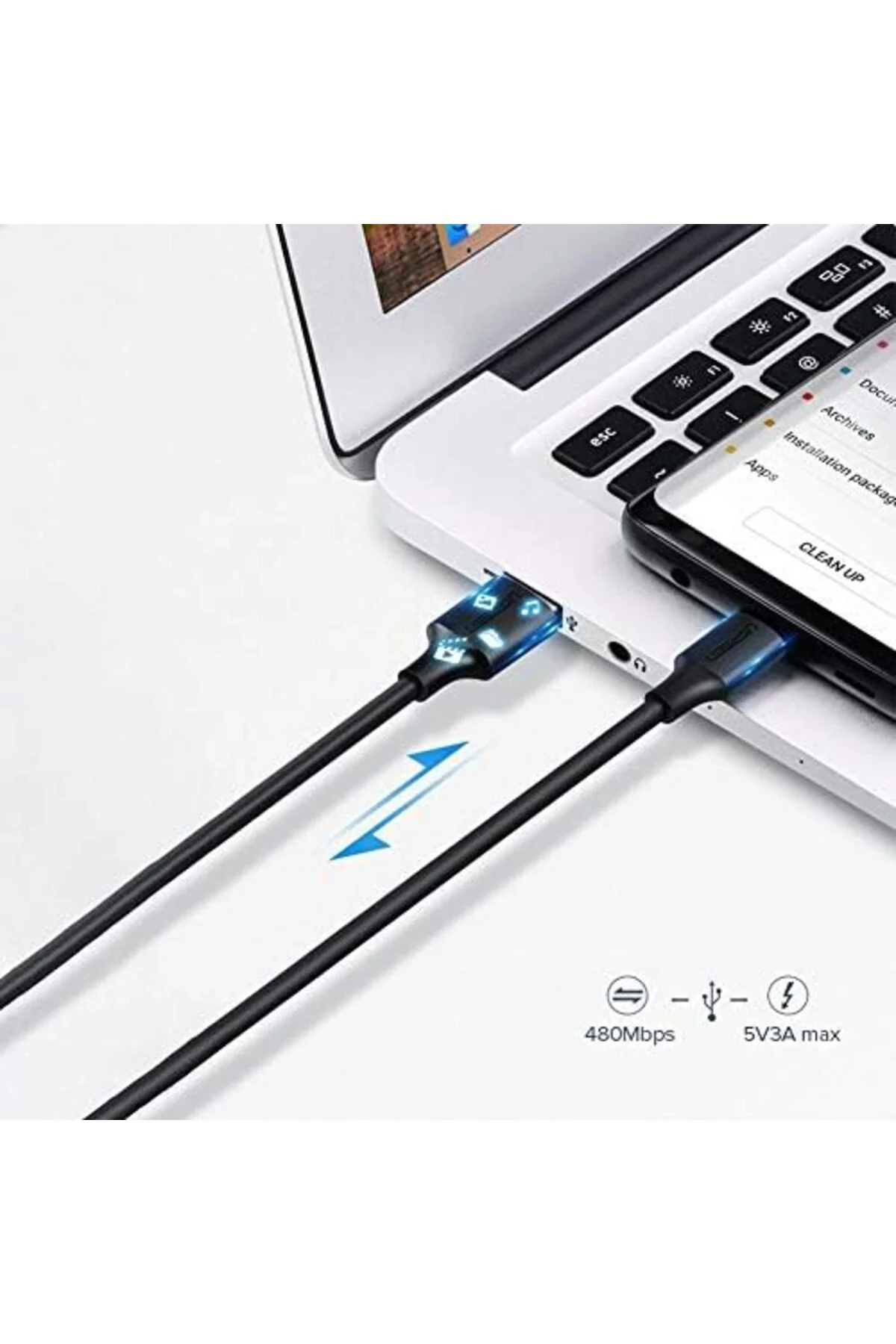TTKTEKNOLOJİ USB Type-C Şarj ve Data Kablosu, Siyah, 1.5 Metre TT