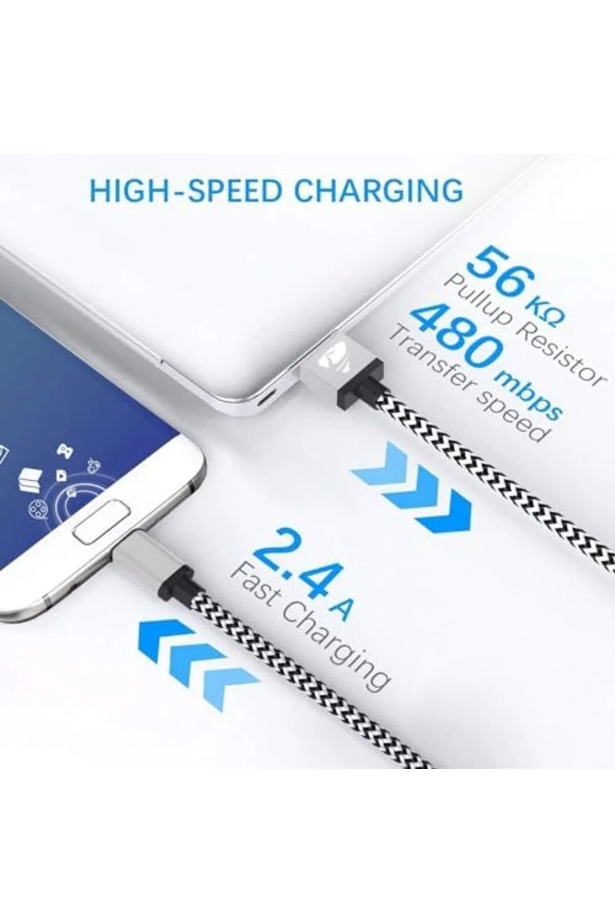 TTKTEKNOLOJİ USB Type-C Hızlı Şarj Kablosu, 1 Metre, 2.1A, Naylon TTKTEKNOLOJİ USB Type-C Hızlı Şarj Kablosu, 1 Metre, 2.1A, Naylon