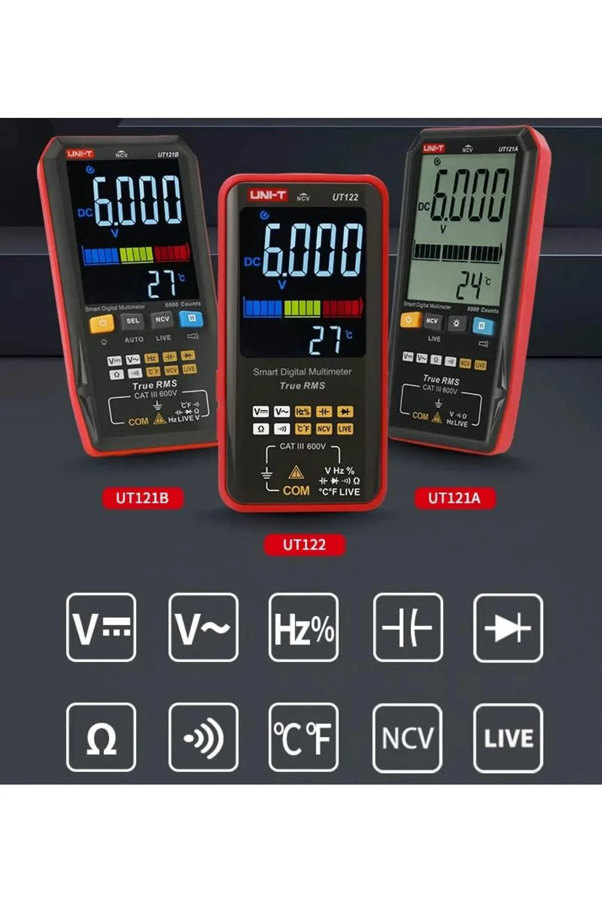 TTKTEKNOLOJİ UT122/UT121A/B Smart Digital Multimeter RMS Voltage 