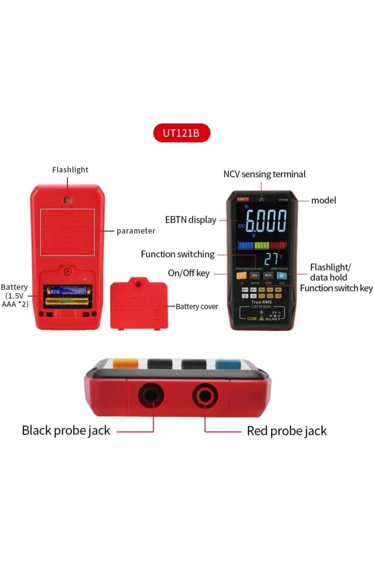 TTKTEKNOLOJİ UT122/UT121A/B Smart Digital Multimeter RMS Voltage 