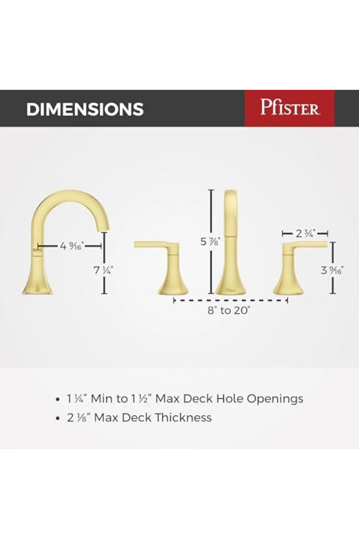 TTKTEKNOLOJİ Vaneri Banyo Lavabo Bataryası, 20 cm Yaygın, 2 Saplı