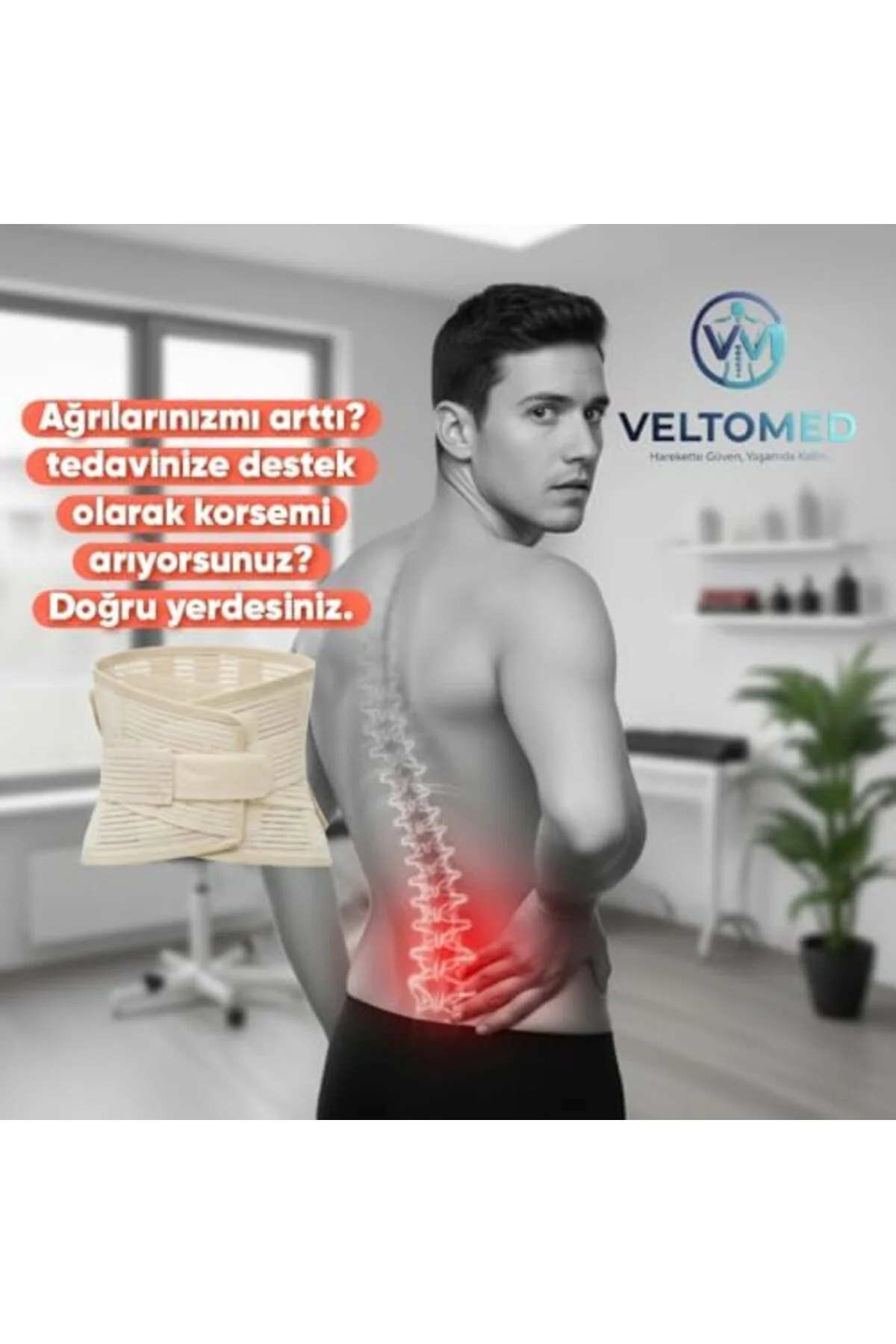 TTKTEKNOLOJİ Veltomed BEJ Çelik Balenli Lumbostad 26CM Korse, Ort TTKTEKNOLOJİ Veltomed BEJ Çelik Balenli Lumbostad 26CM Korse, Ort