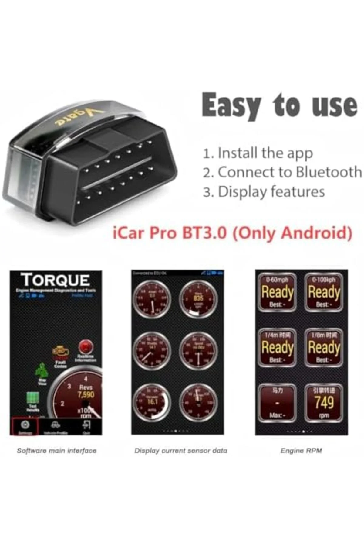 TTKTEKNOLOJİ Vgate iCar Pro Bluetooth 3.0 OBD2 Kod Okuyucu OBDII 