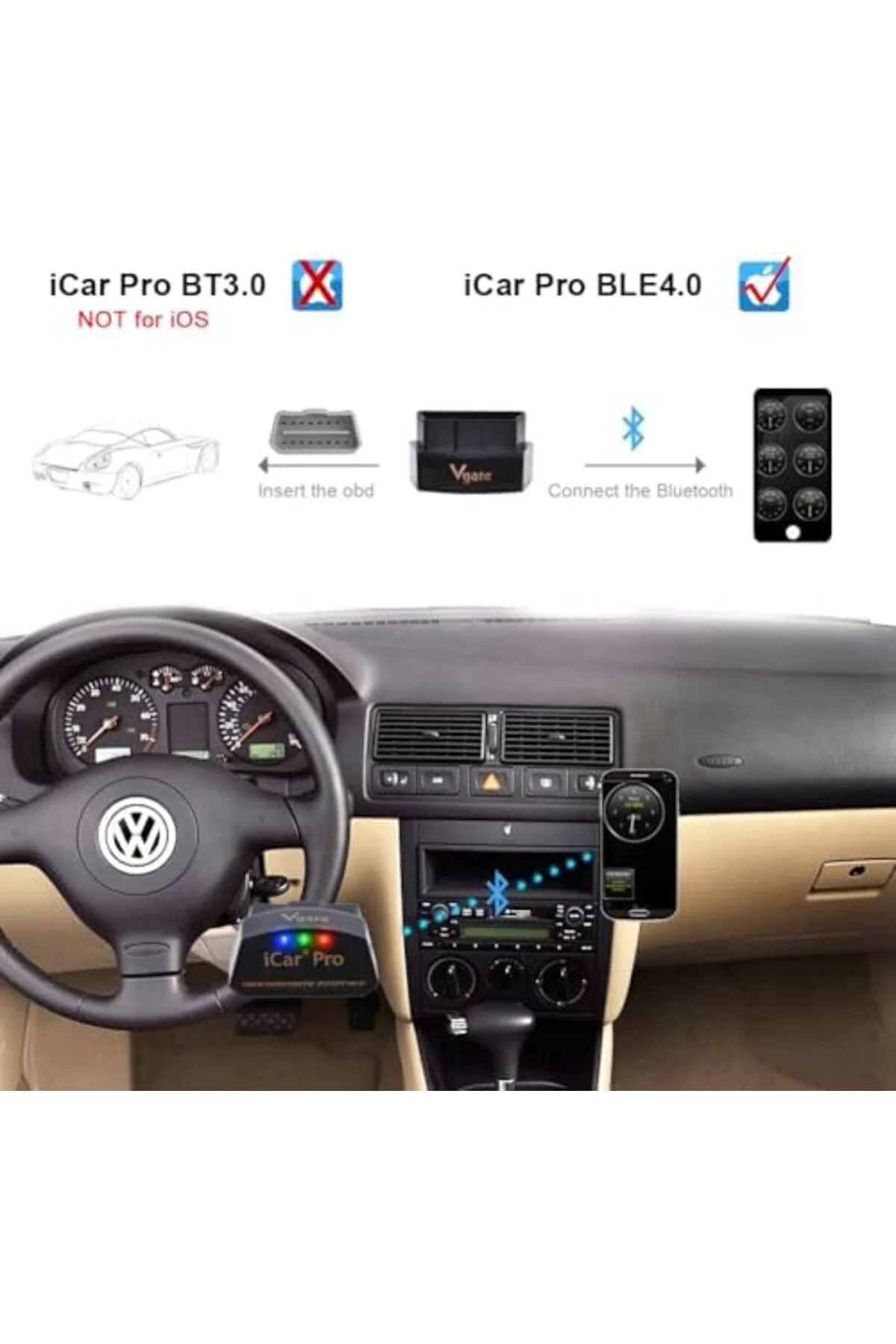 TTKTEKNOLOJİ Vgate iCar Pro Bluetooth 3.0 OBD2 Kod Okuyucu OBDII 