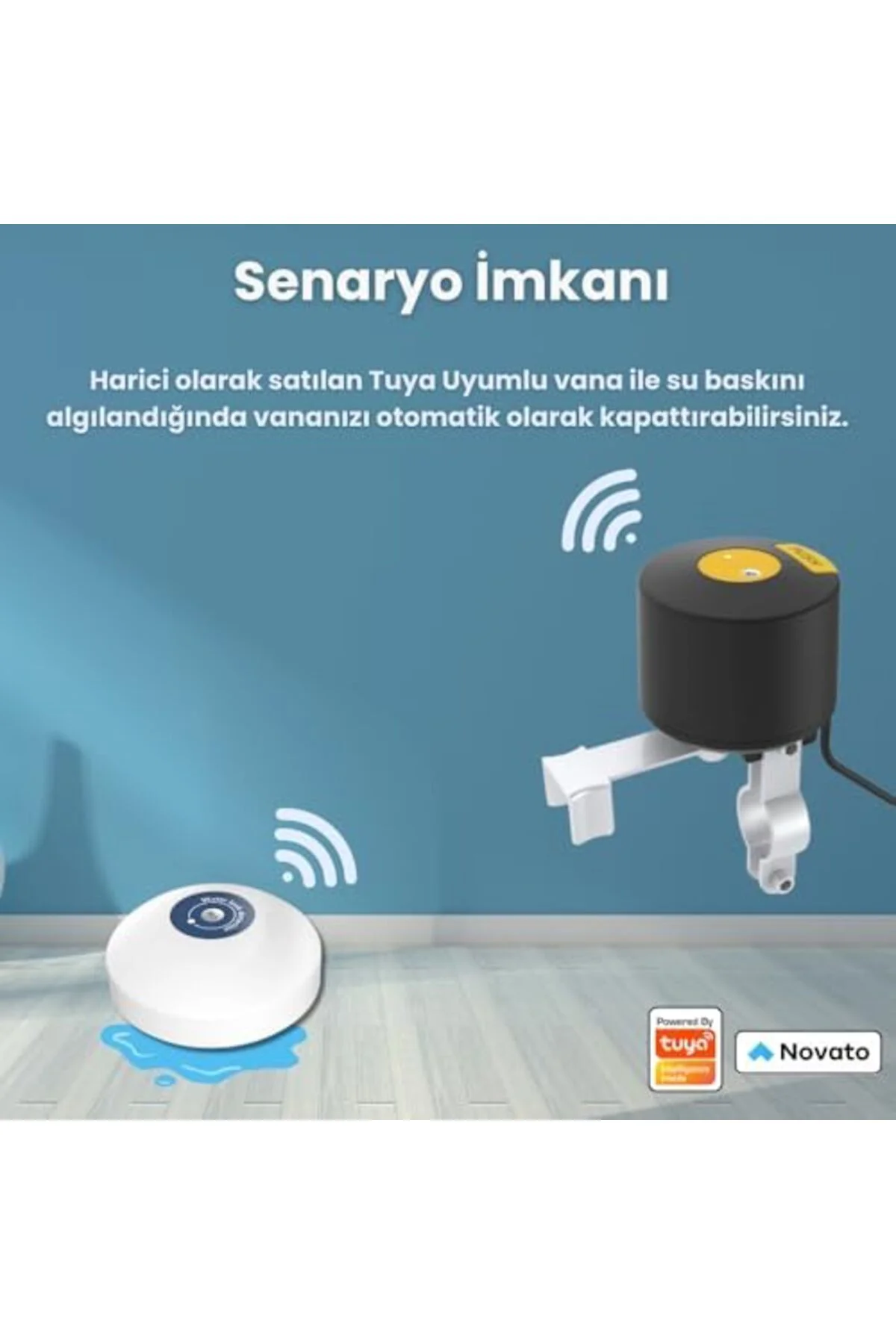 TTKTEKNOLOJİ WiFi Su Baskını Sensörü - Dahili Alarmlı (, Smart Li