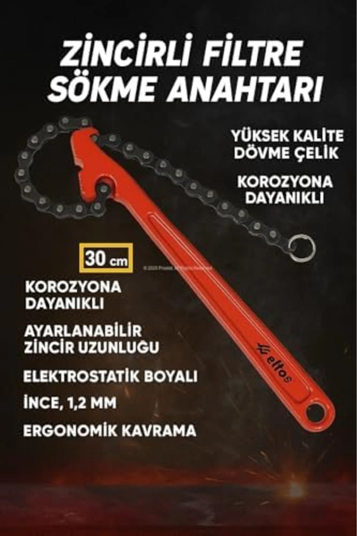TTKTEKNOLOJİ Zincirli Filtre Sökme Anahtarı, 30 cm, Yüksek Kalite