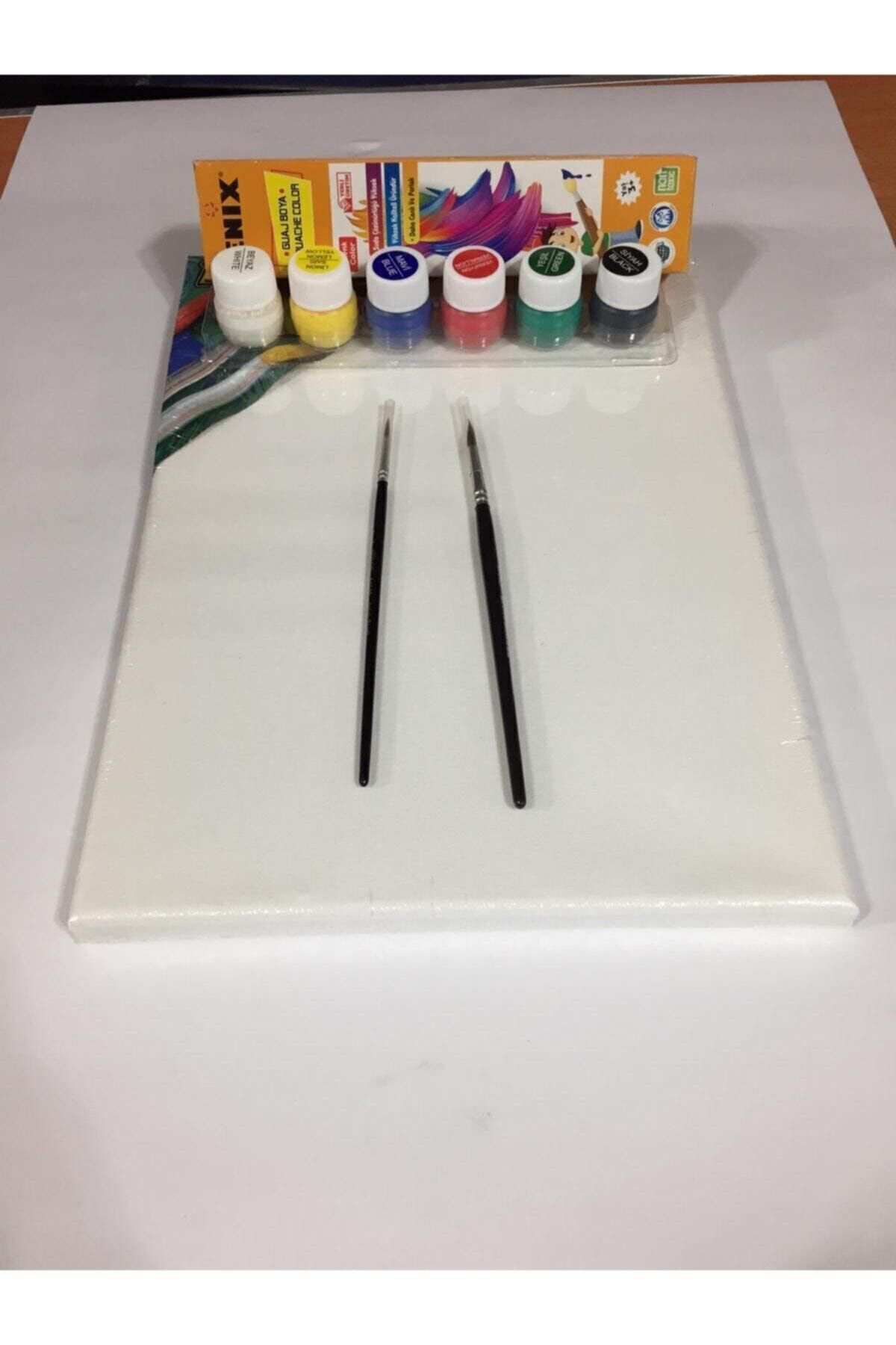 Tual Seti 25x35 Tual 6 Renk Guaj Boya 2 No Fırça 7 No Firça Tv.s