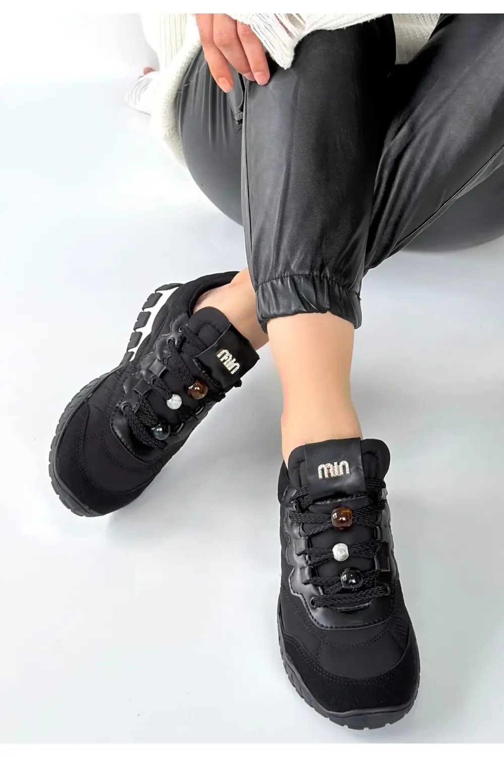 Tues Siyah Nubuk Bağcıklı Spor Ayakkabı