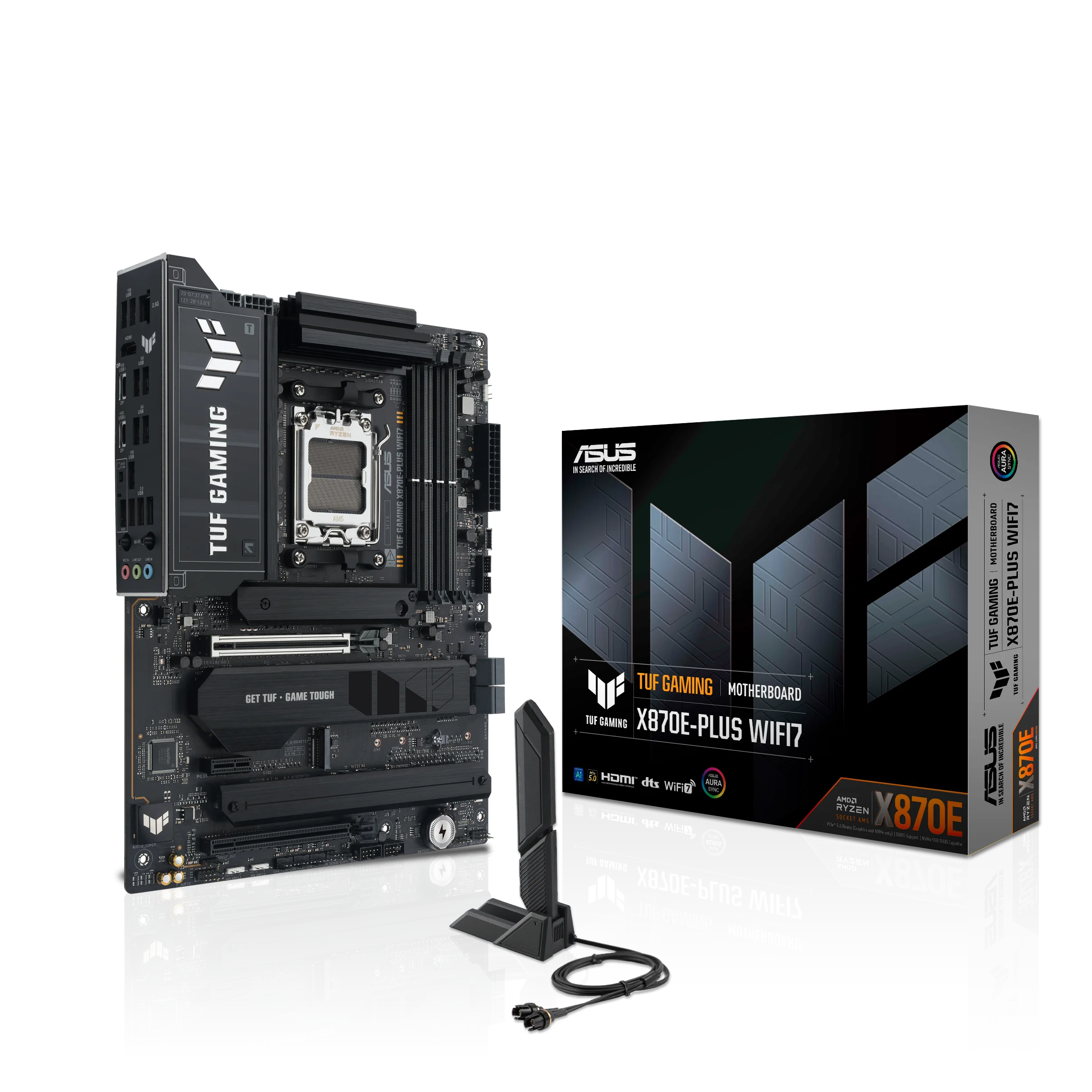 TUF GAMING X870E-PLUS WIFI7, 4xDDR5, 4xM.2, HDMI, 2xDP, Type-C, PCIe 5.0, 2xWi-Fi 7, Bluetooth v5.4, AM5 Soket GAMING Anakart