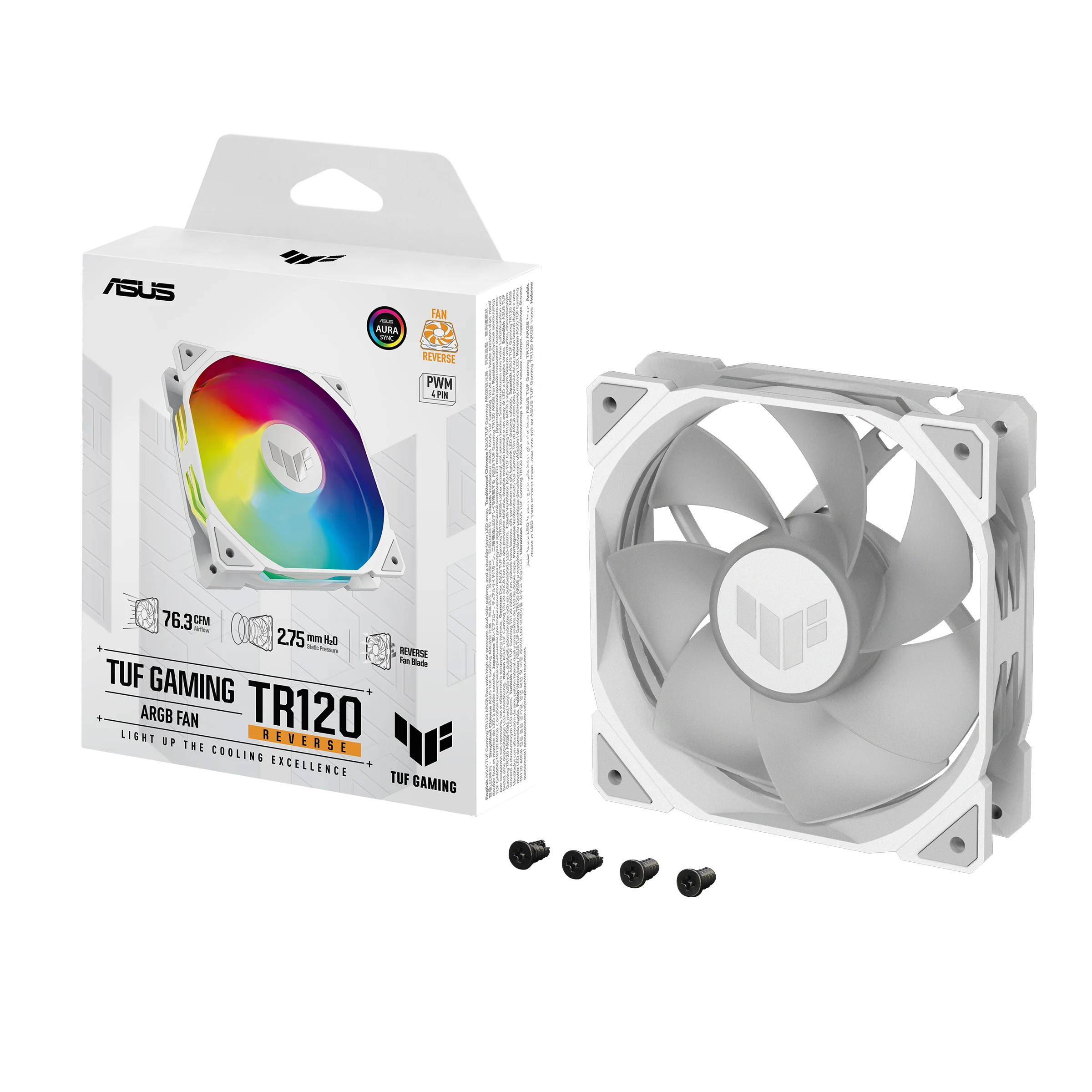 TUF TR120 REVERSE SOĞUTUCU KASA RADYATÖR FANI TERS HAVA AKIŞI ADRESLENEBİLİR ARGB 120MM BEYAZ