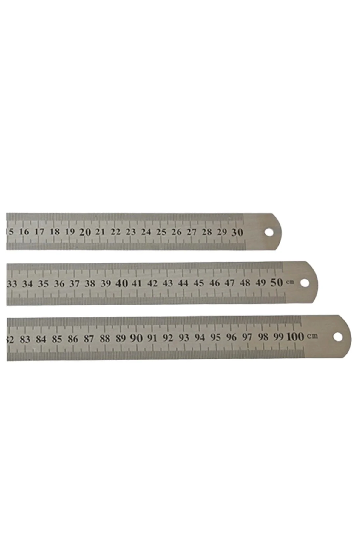 Tuhafiyecimiz Çelik Cetvel Seti, Düz Metal Cetvel 3 ADET ( 30-50-100 cm)